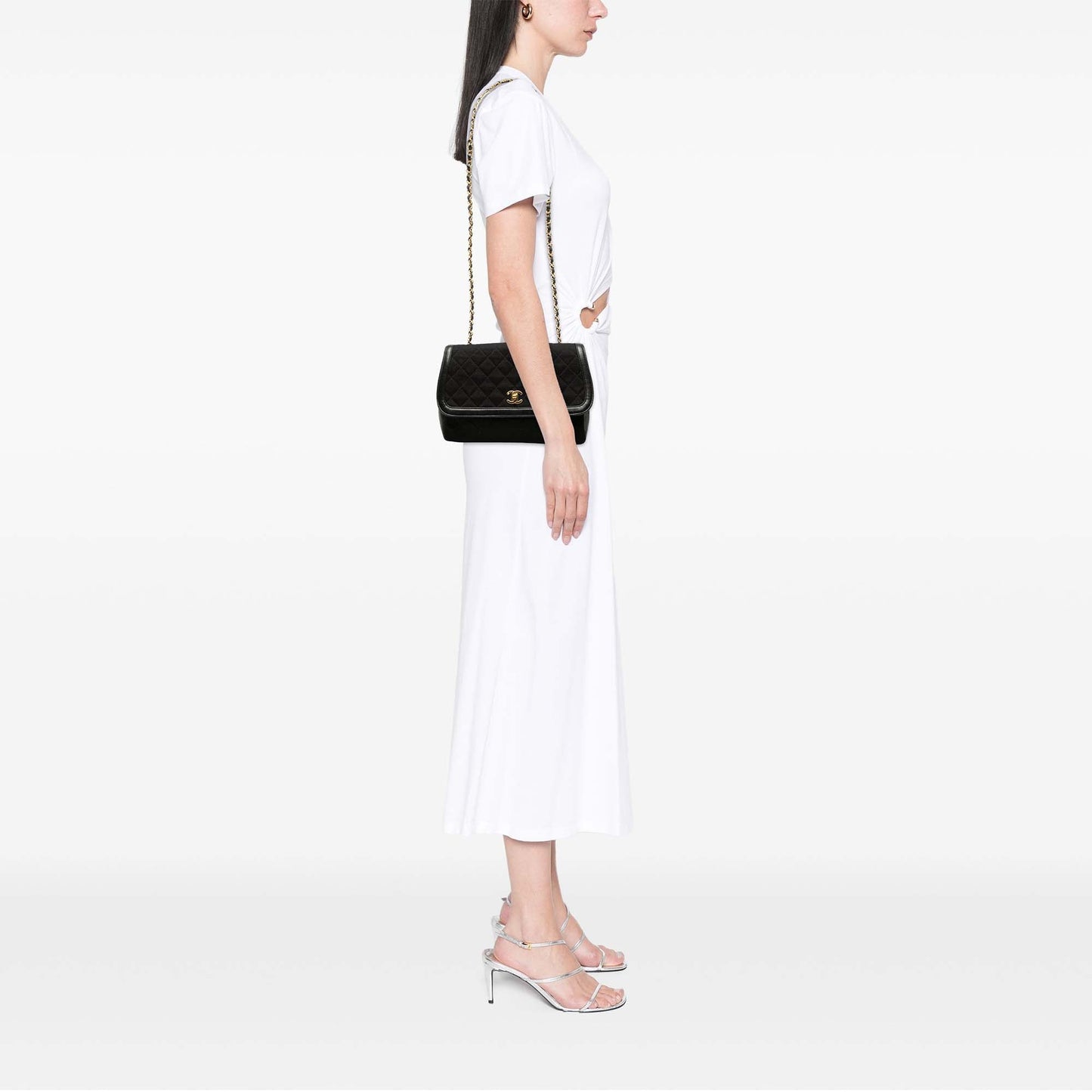 Chanel CC Quilted Jersey and Lambskin Trimmed Single Flap