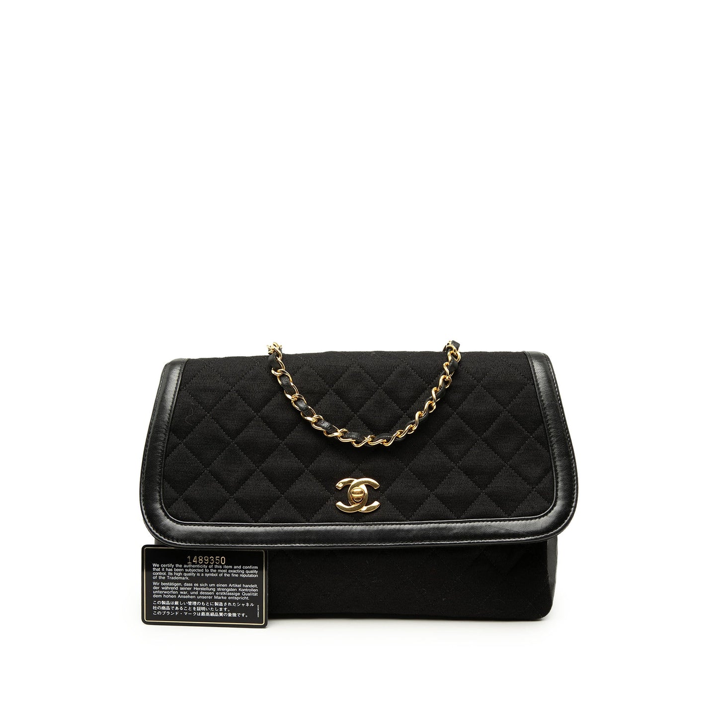 Chanel CC Quilted Jersey and Lambskin Trimmed Single Flap