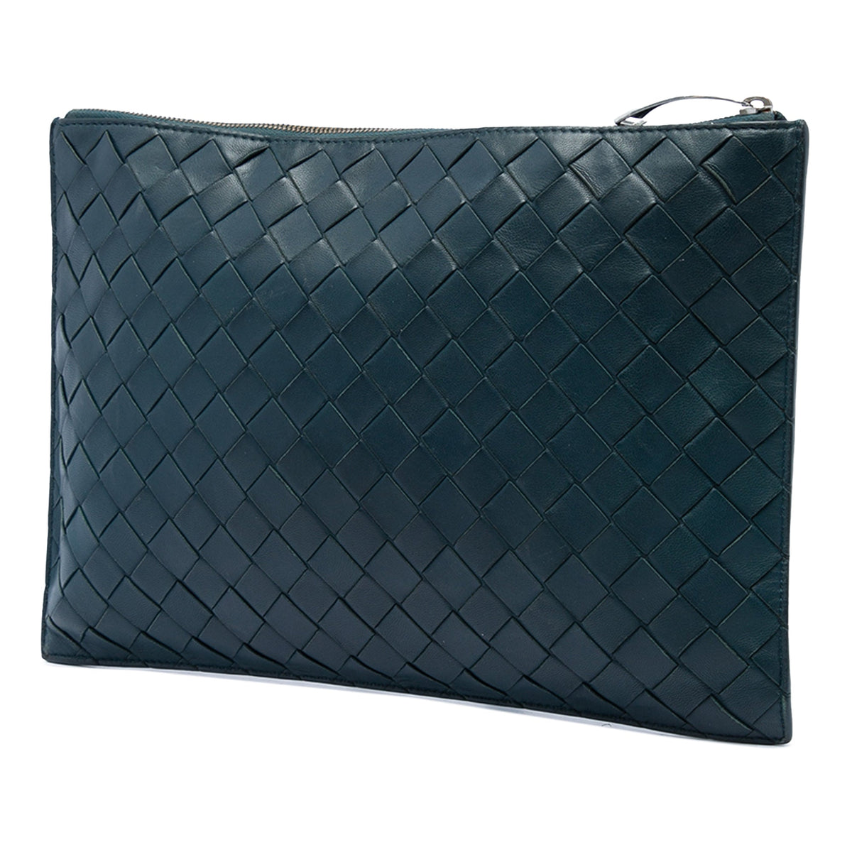 Bottega Veneta Nappa Intrecciato Clutch — Blue