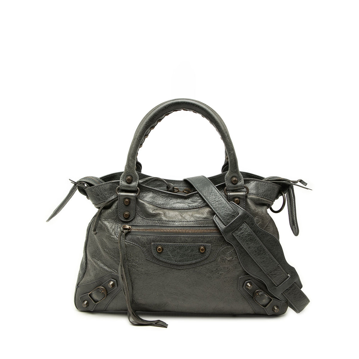 Balenciaga Lambskin Motocross Classic Town Satchel