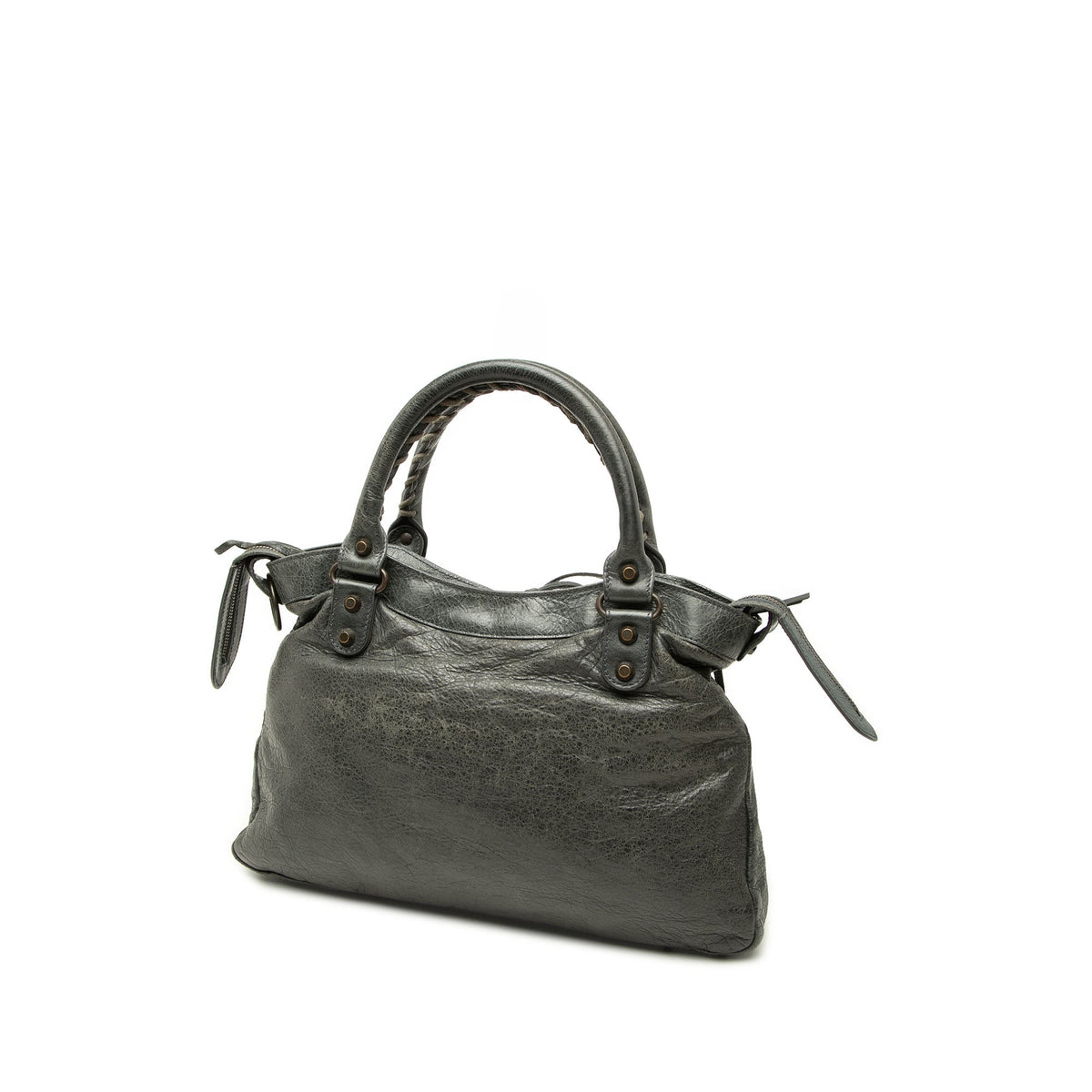 Balenciaga Lambskin Motocross Classic Town Satchel