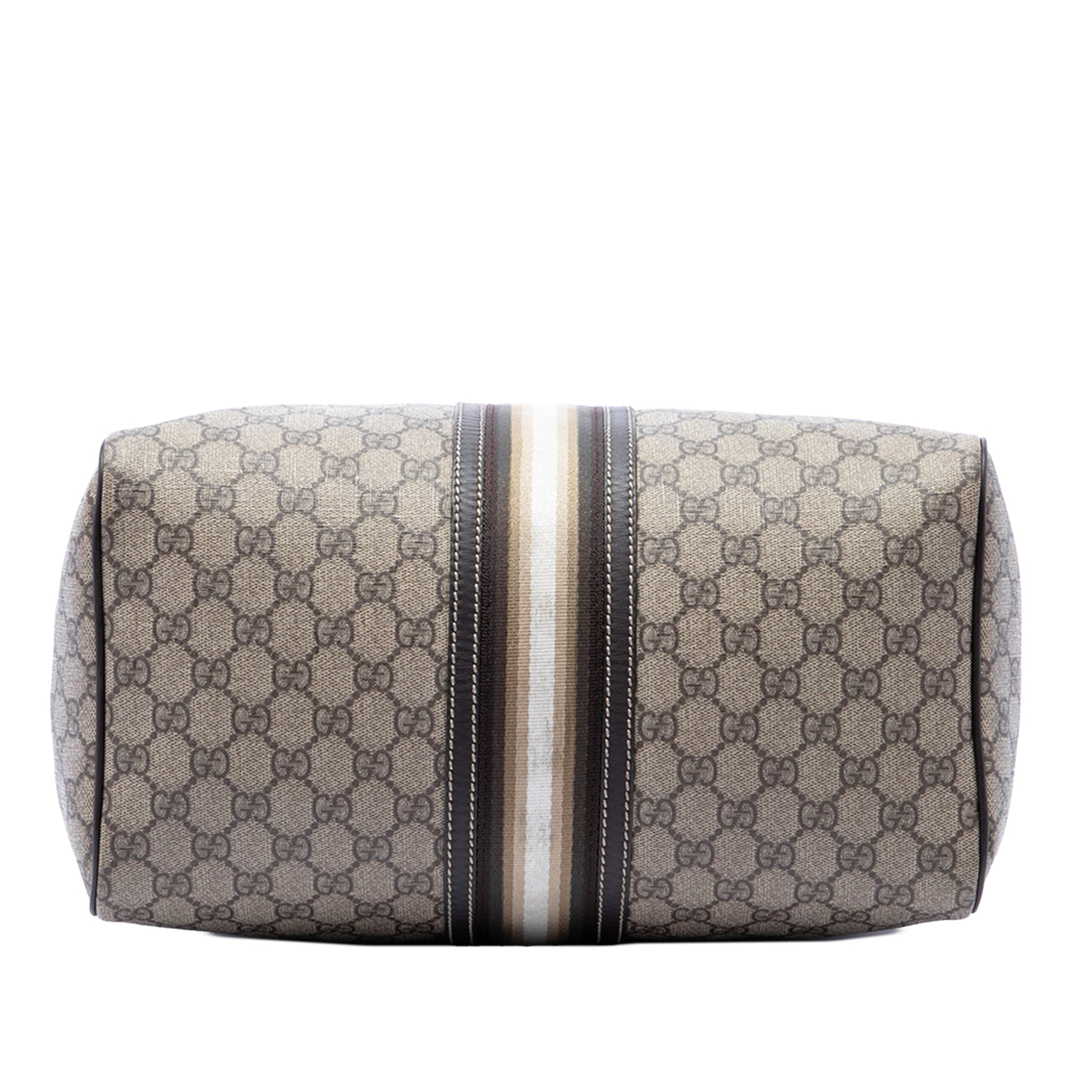 Gucci Medium GG Supreme Joy Web Boston Bag — Beige