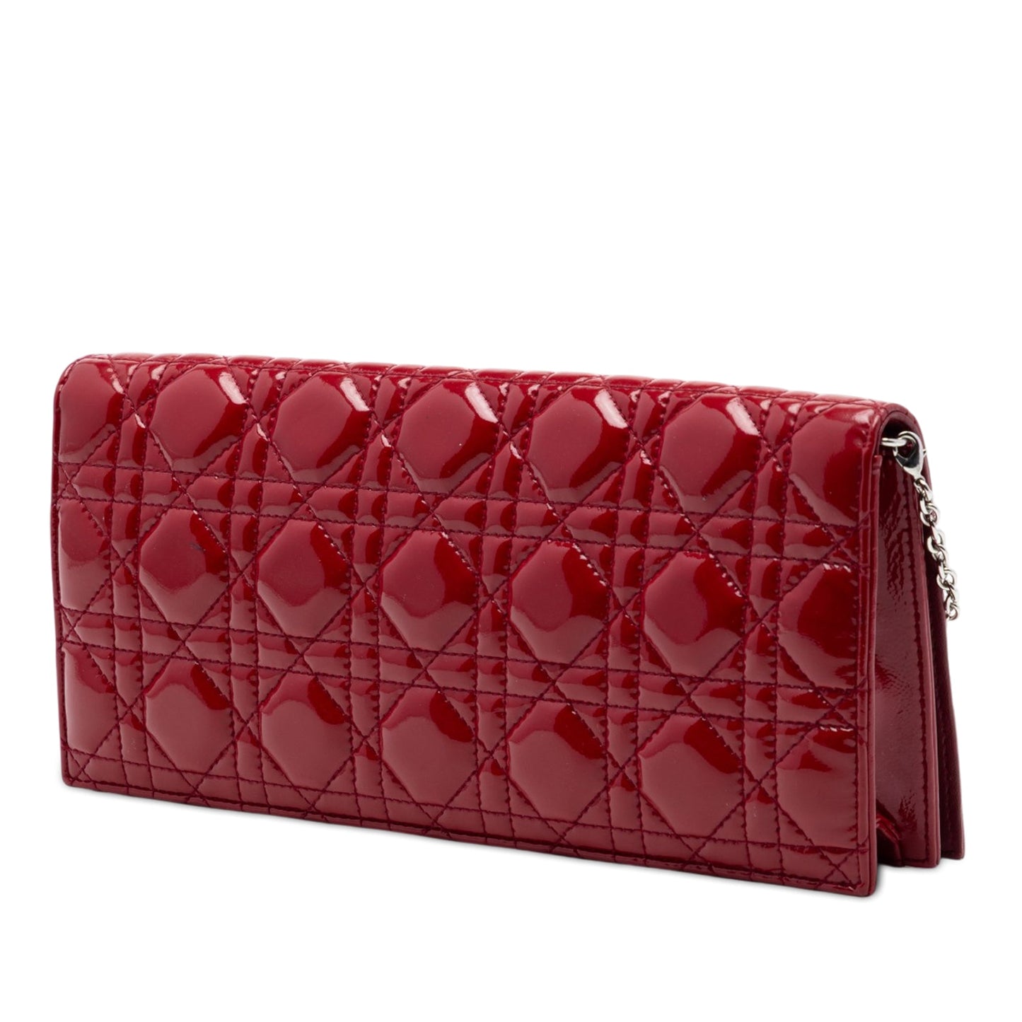 Dior Patent Cannage Lady Dior Clutch with Chain