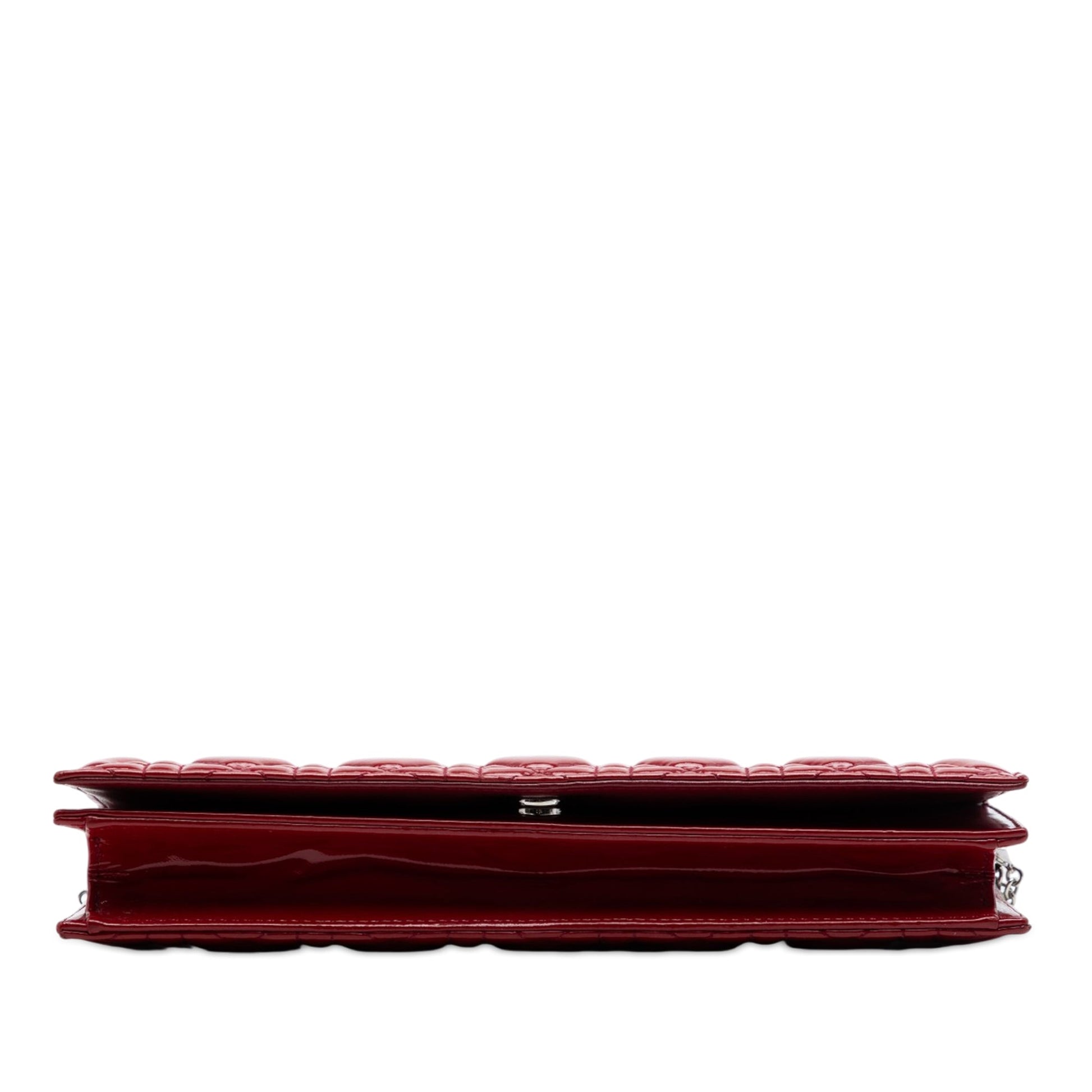 Dior Patent Cannage Lady Dior Clutch with Chain