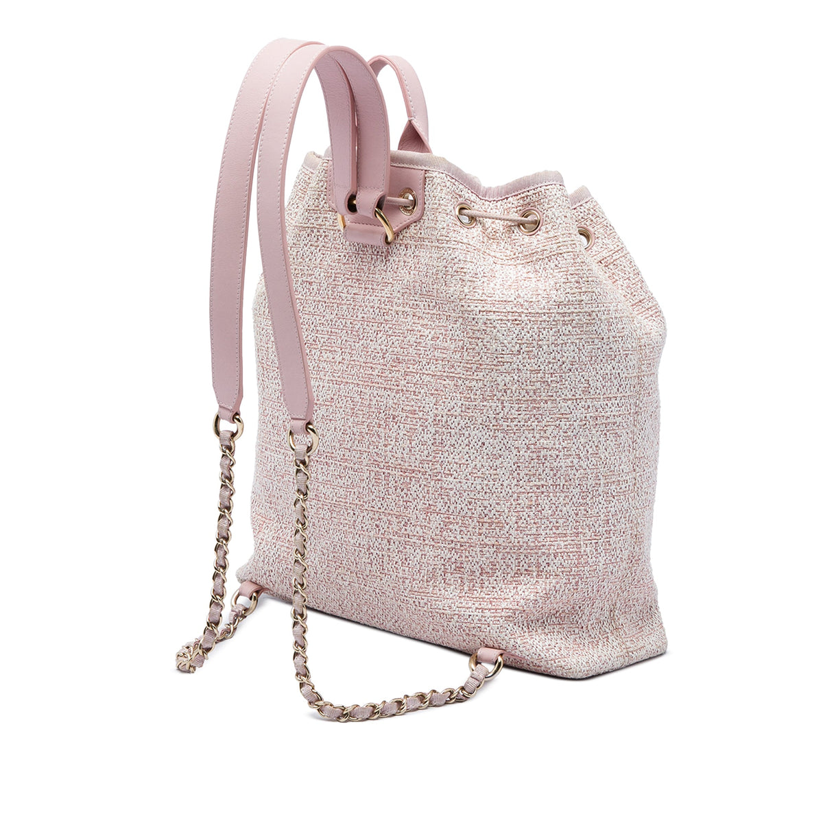Chanel Tweed Deauville Drawstring Backpack — Pink