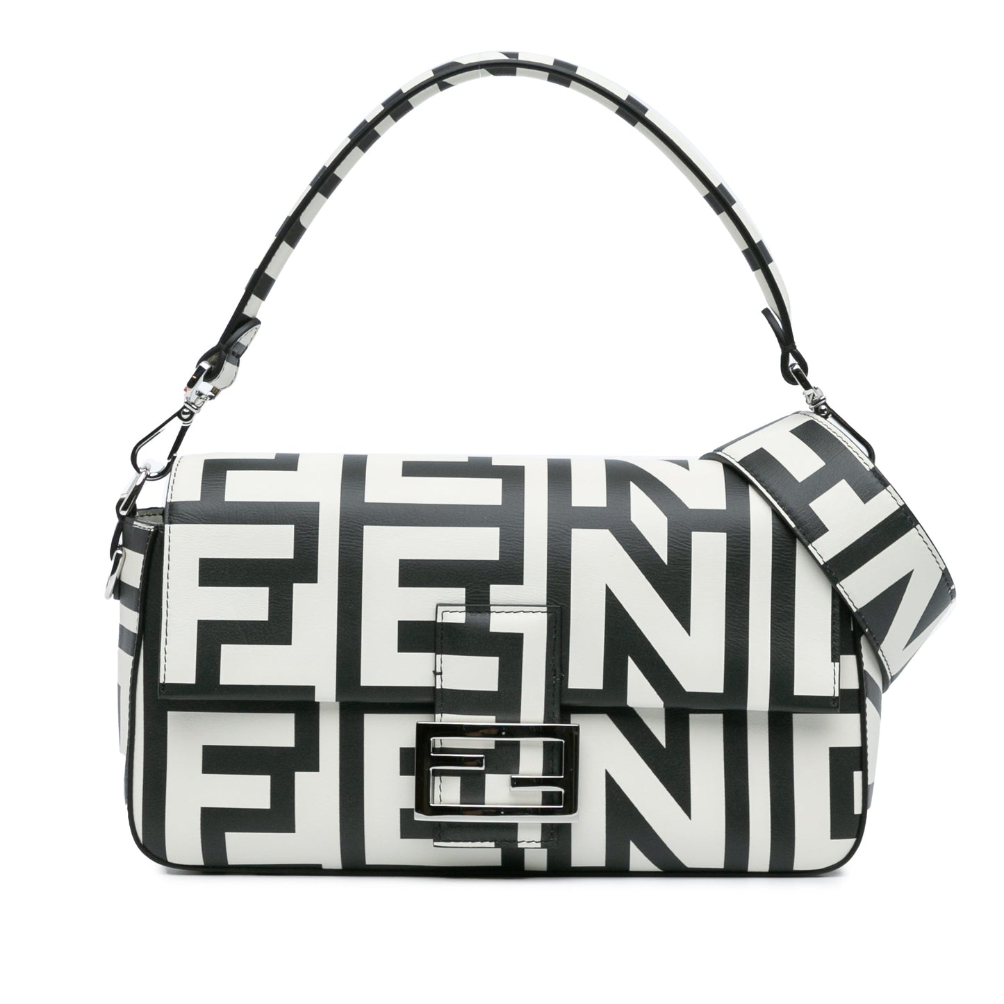 Fendi Marc Jacobs Nappa Vitello King Logo Print Baguette Phone Pouch Satchel