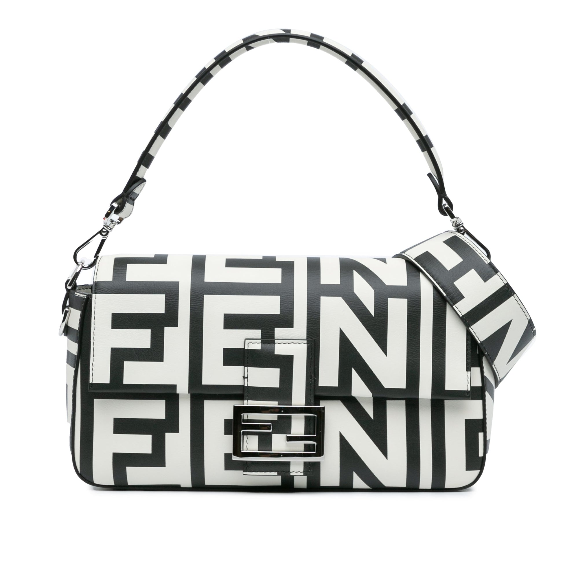 Fendi Marc Jacobs Nappa Vitello King Logo Print Baguette Phone Pouch Satchel