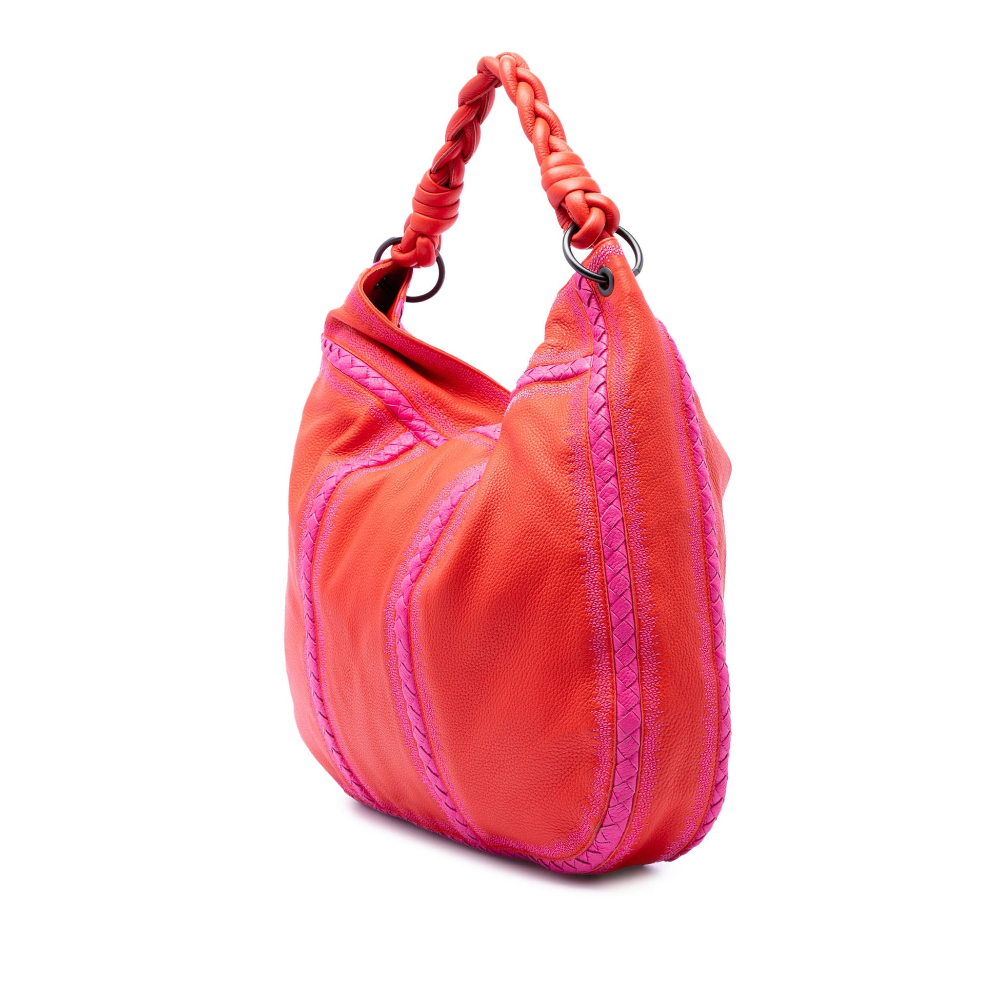 Bottega Veneta Intrecciato Trimmed Washed Cervo Deerskin Shoulder Bag