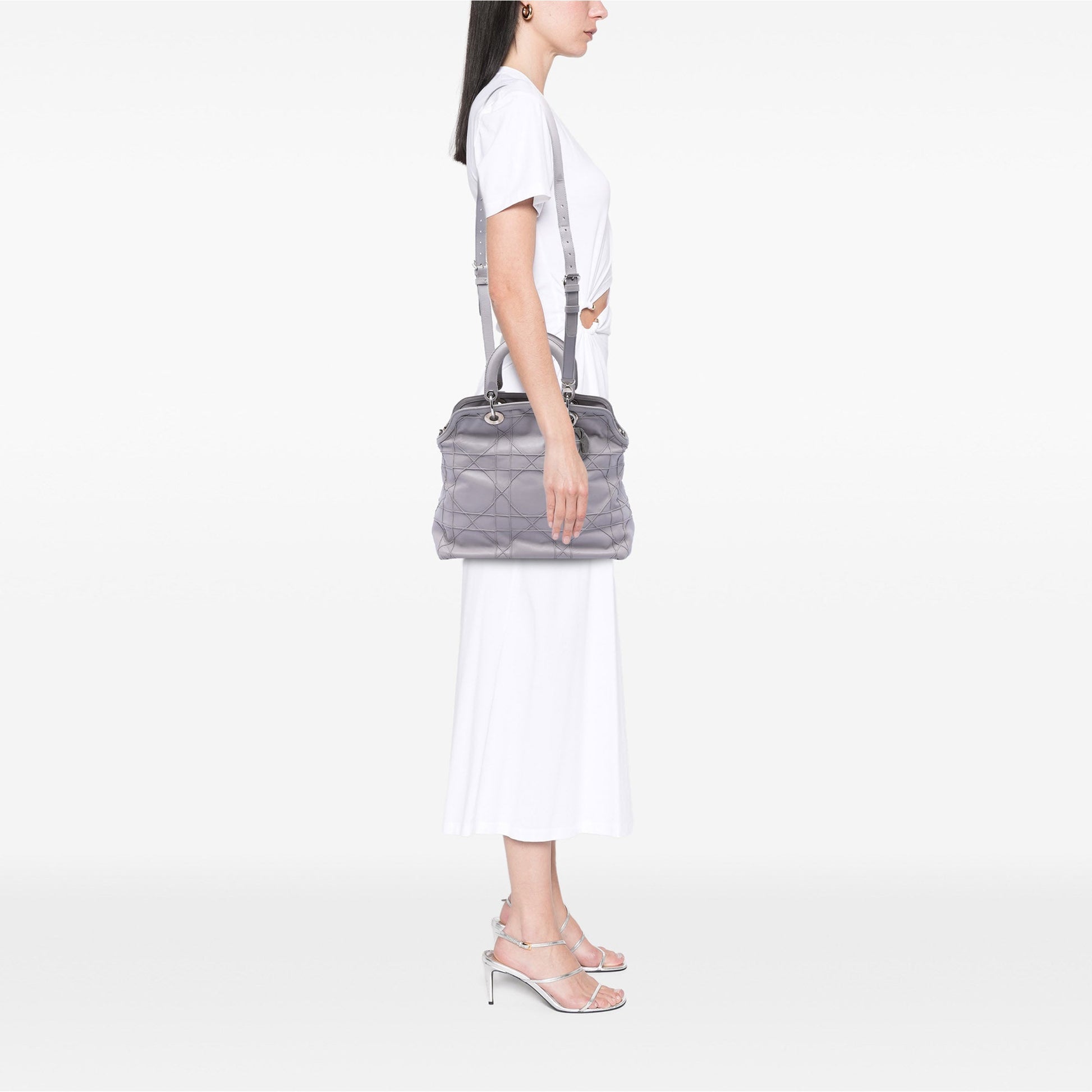 Dior Medium Lambskin Cannage Polochon Granville Satchel
