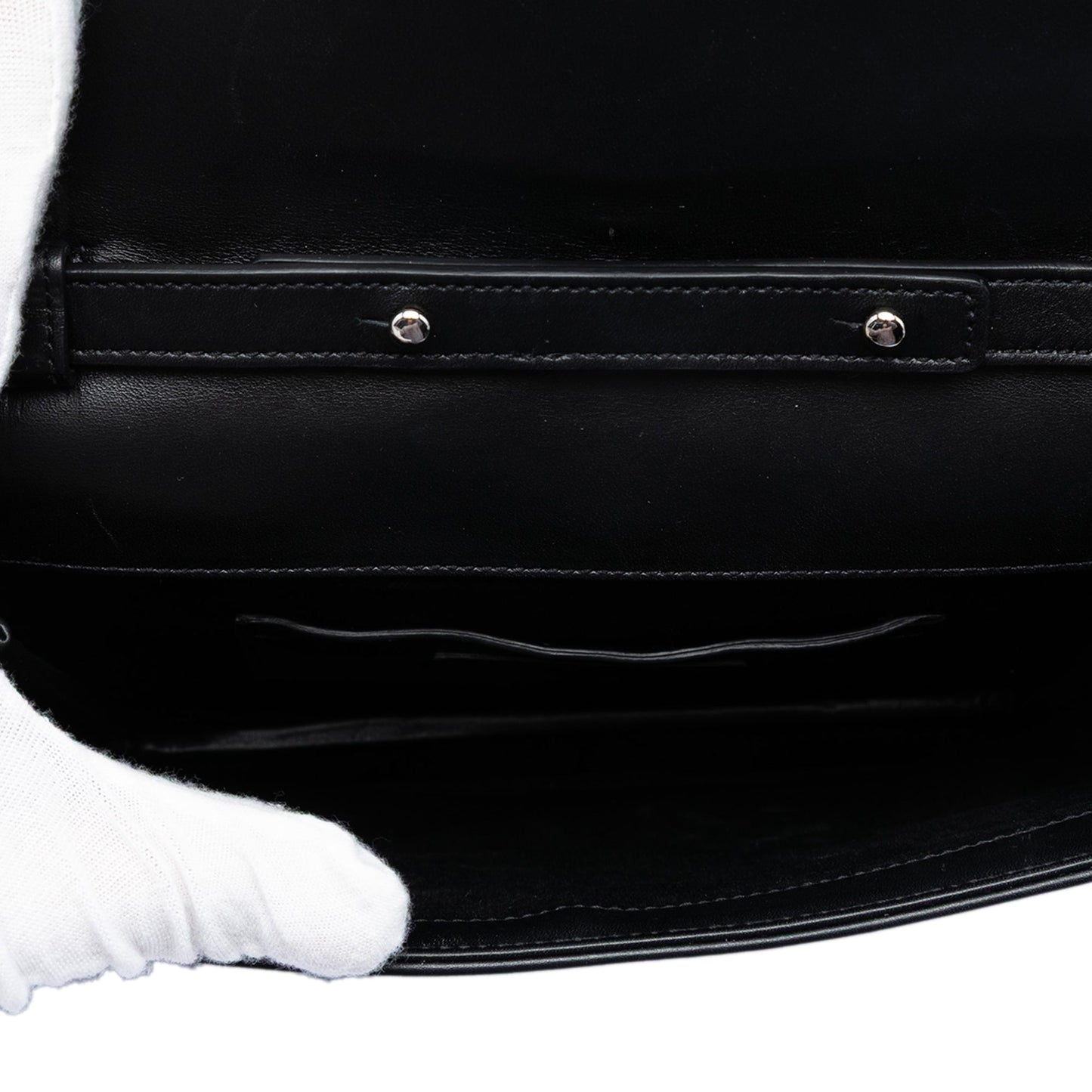 Saint Laurent Studded Chevron Calfskin Monogram Envelope Chain Flap