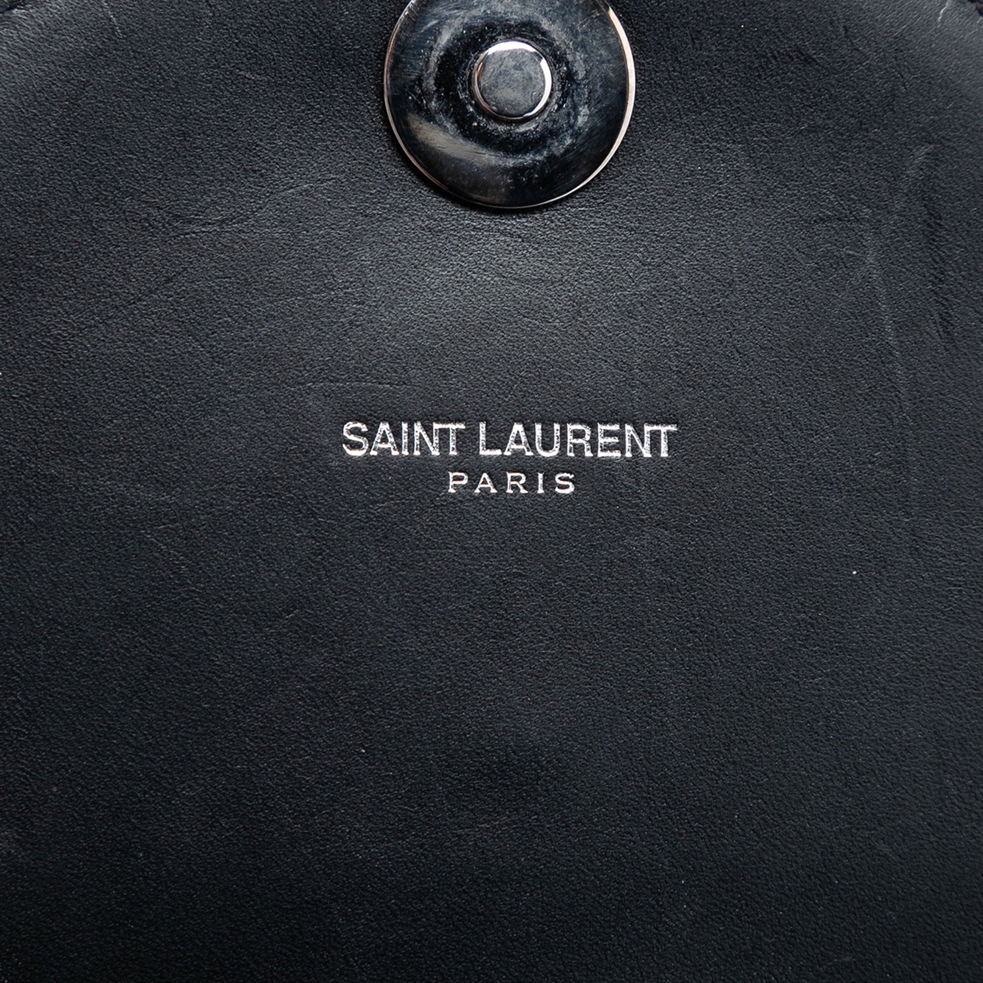 Saint Laurent Studded Chevron Calfskin Monogram Envelope Chain Flap