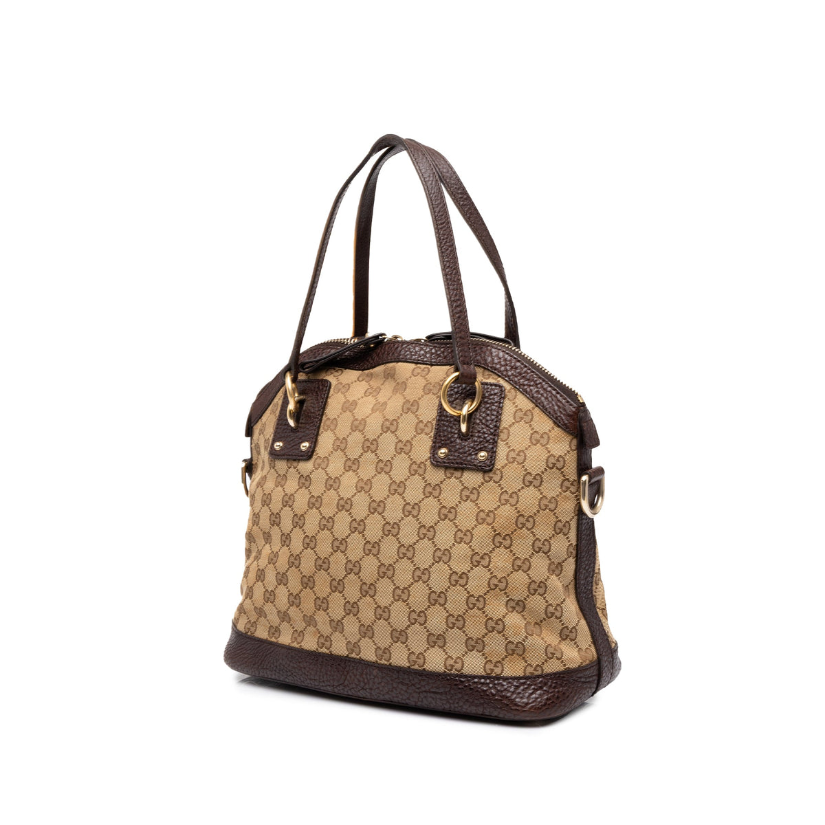 Gucci Medium GG Canvas Charm Dome Satchel — Beige