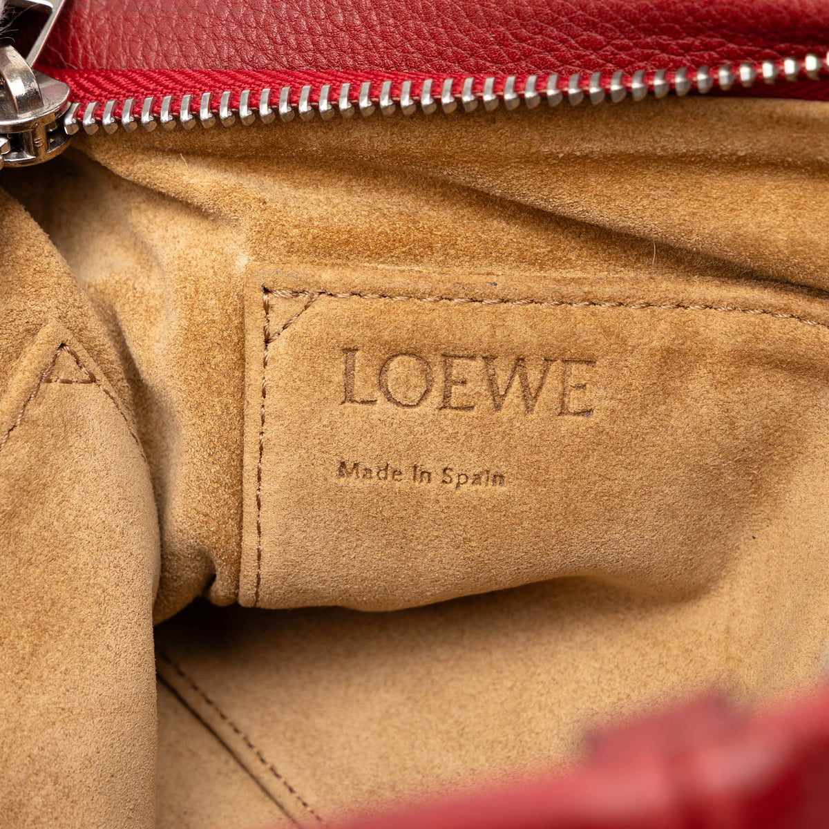 LOEWE Small Grained Calfskin Missy Satchel — Red