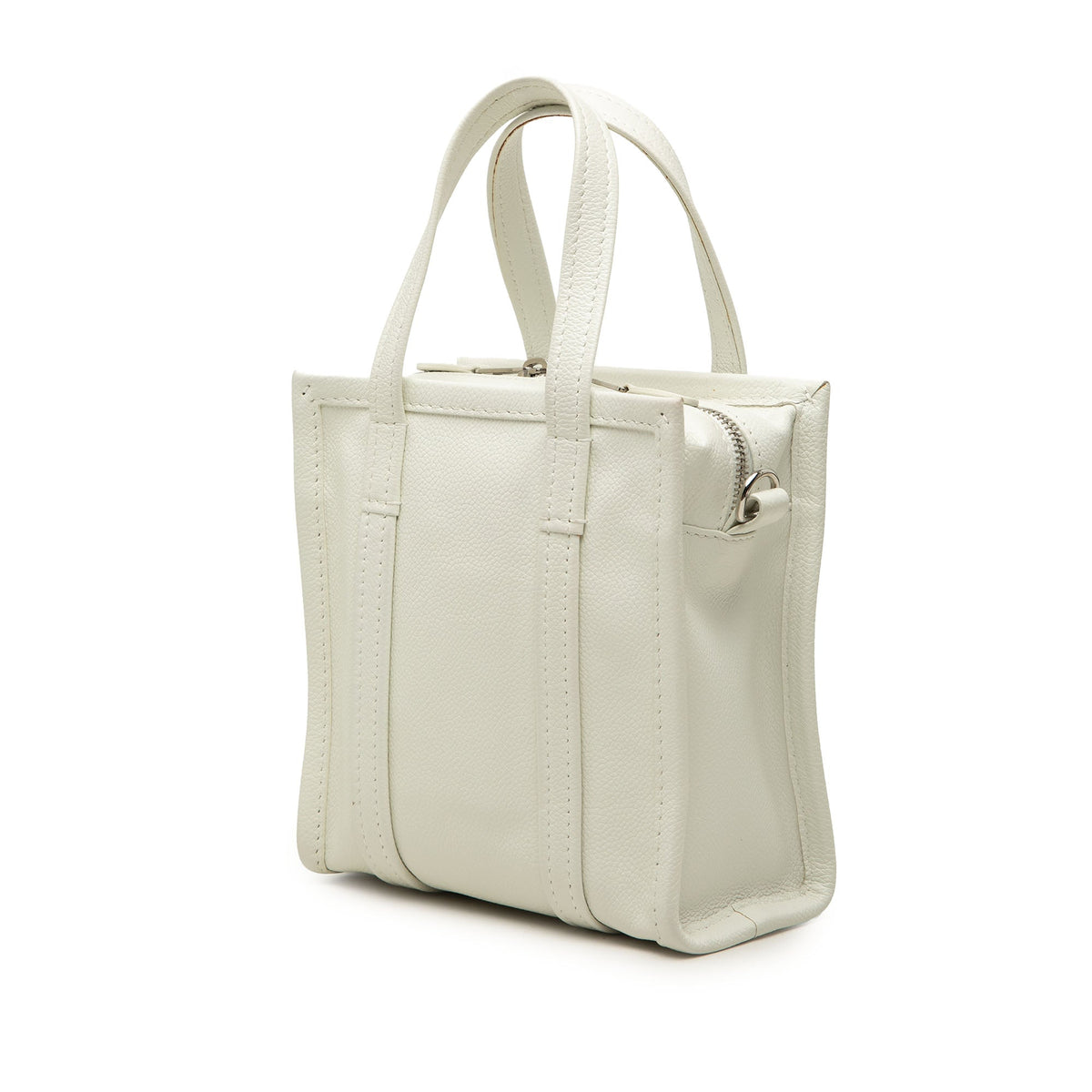 Balenciaga Lambskin Bazar Shopper Satchel XXS — White