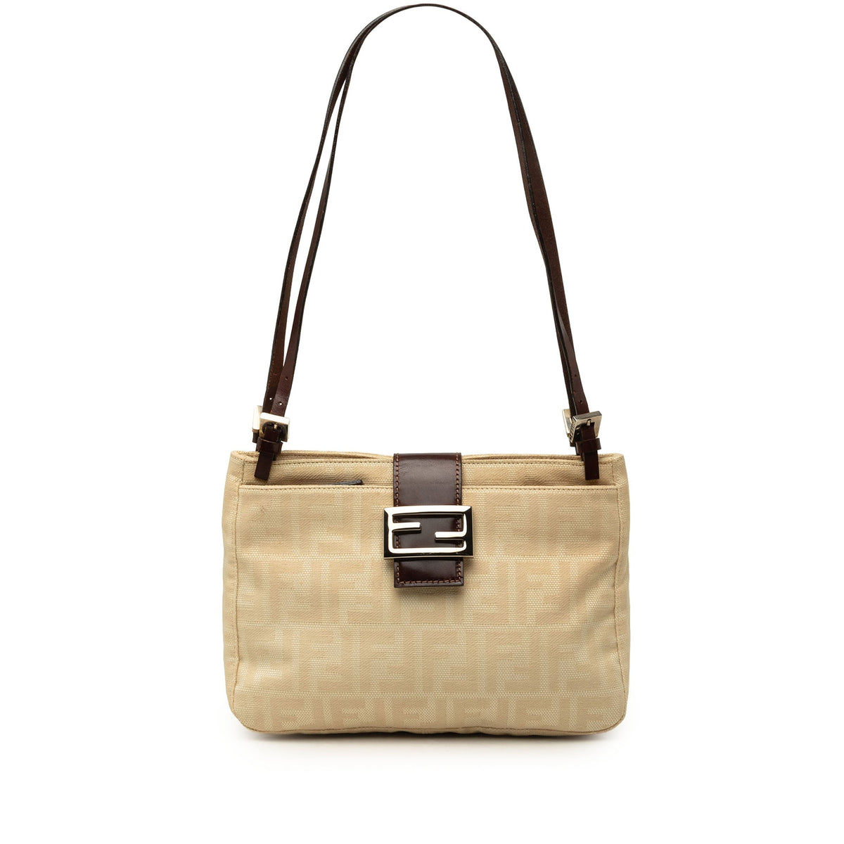 Fendi Zucca Canvas Shoulder Bag — Beige