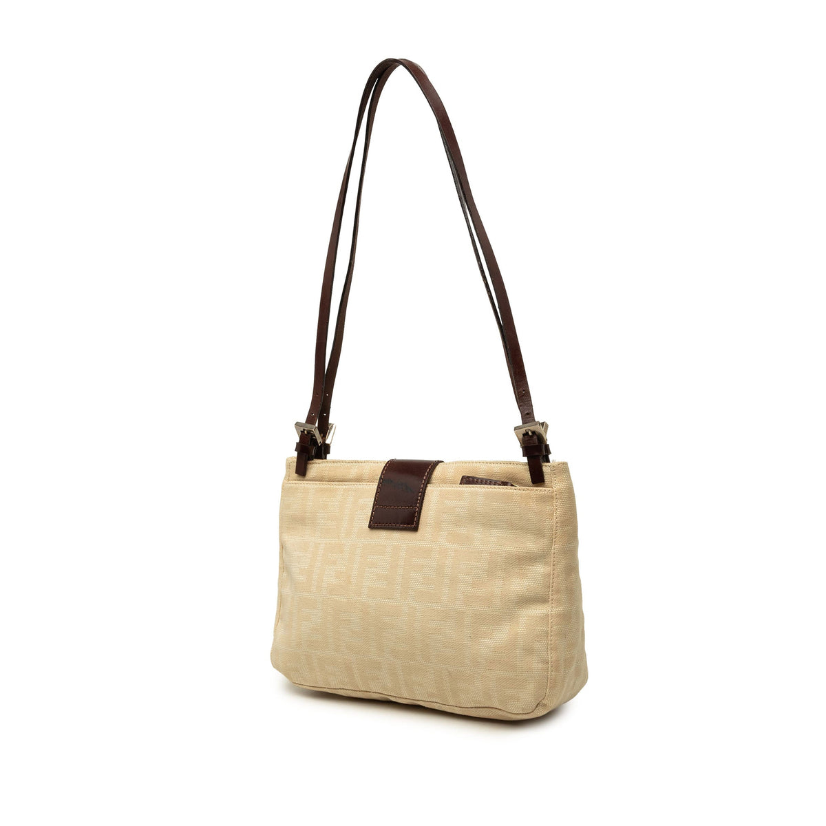Fendi Zucca Canvas Shoulder Bag — Beige