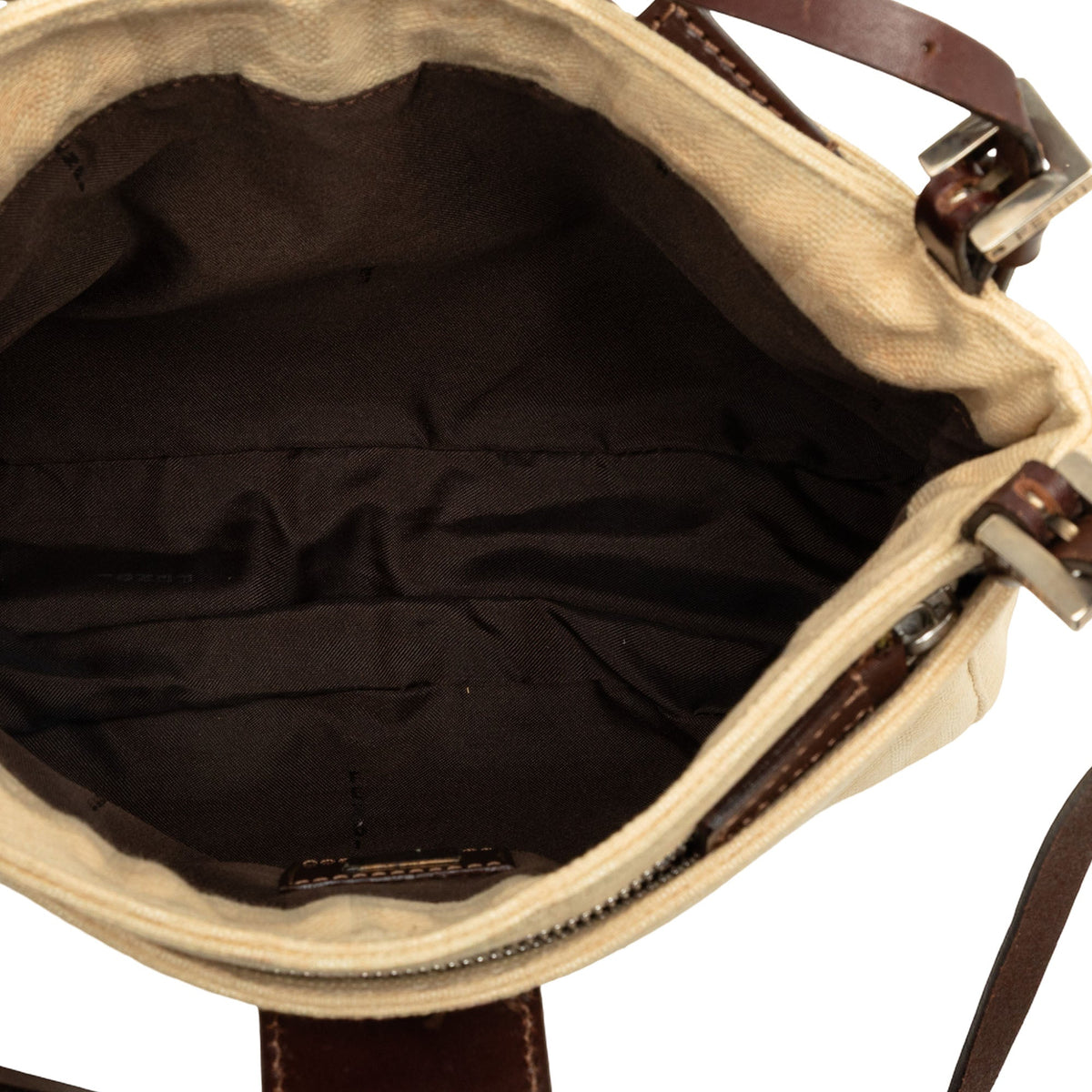Fendi Zucca Canvas Shoulder Bag — Beige