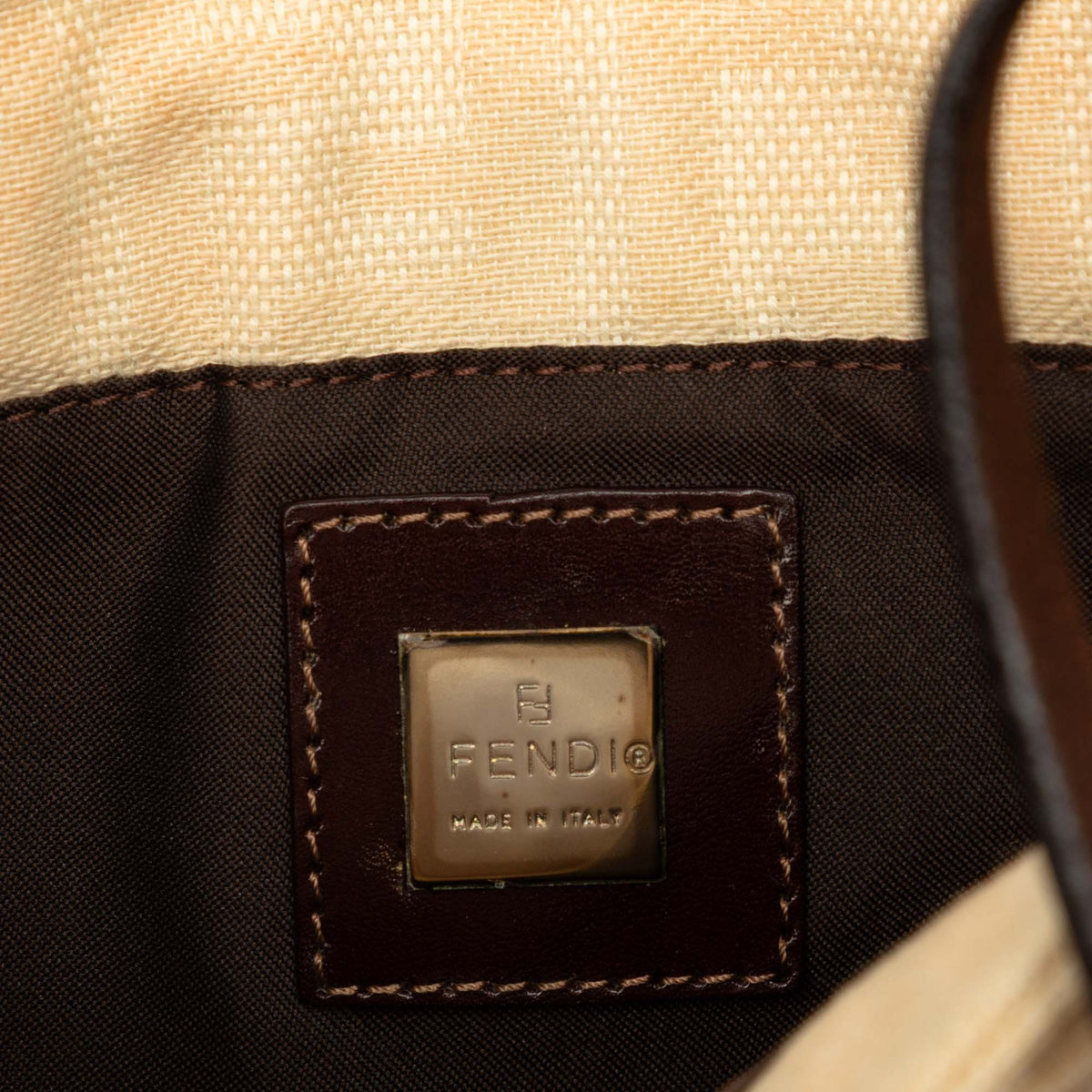Fendi Zucca Canvas Shoulder Bag — Beige