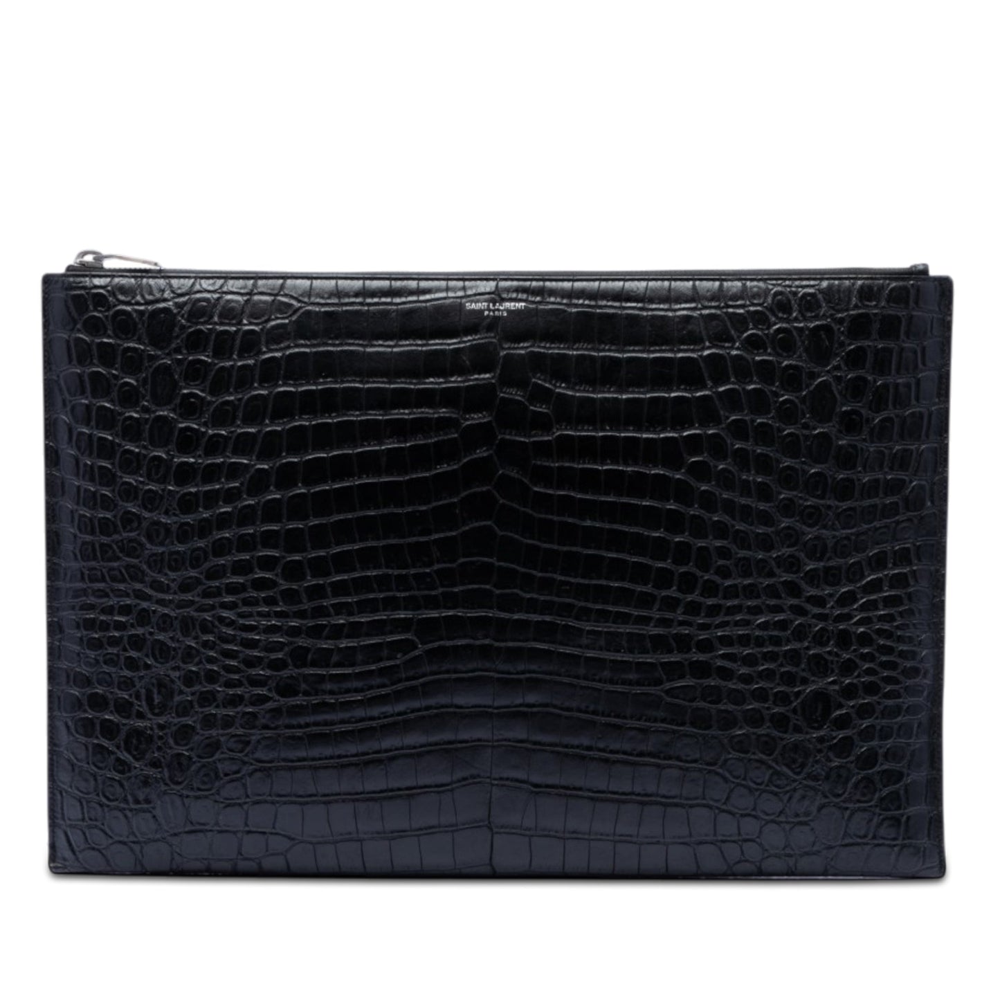 Saint Laurent Croc Embossed Leather Document Holder
