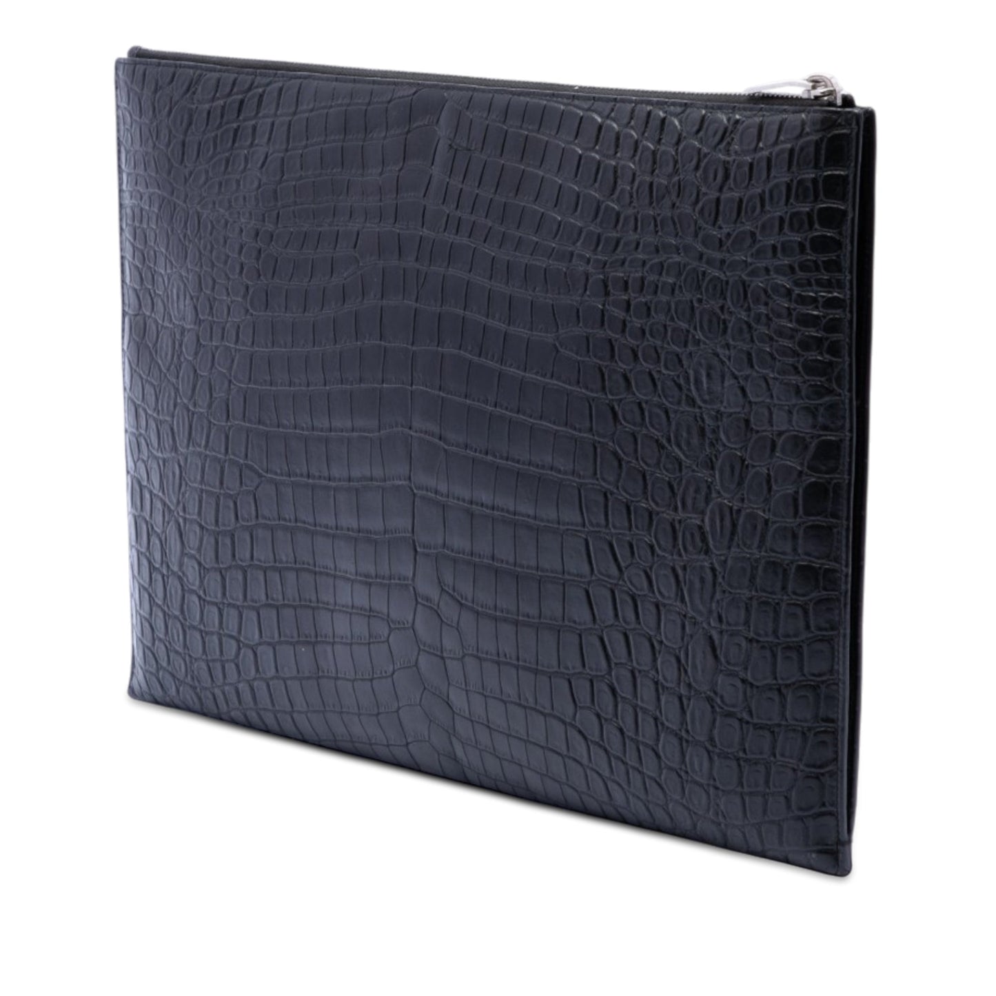 Saint Laurent Croc Embossed Leather Document Holder
