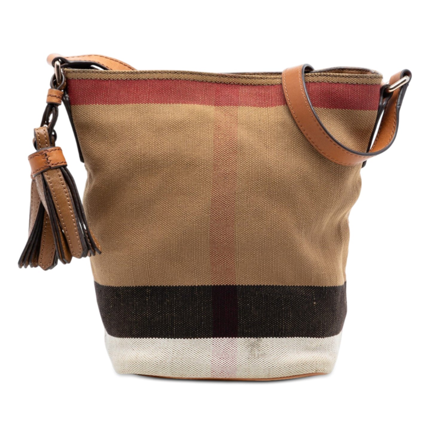 Burberry Mini Mega Check Canvas Ashby Tassel Bucket Bag