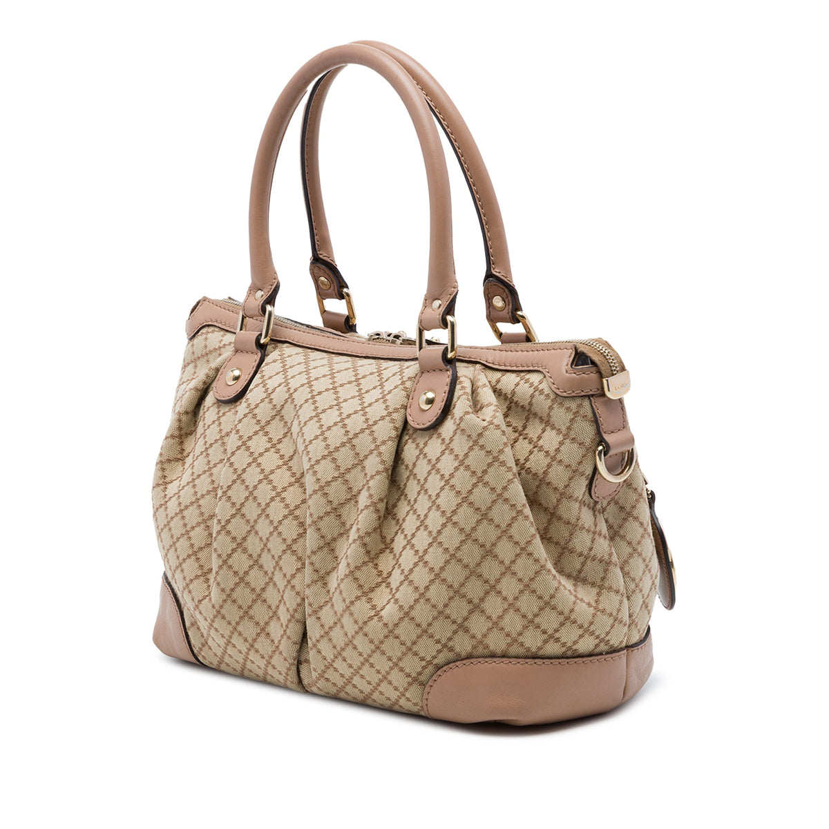 Gucci Diamante Canvas Sukey Satchel — Beige