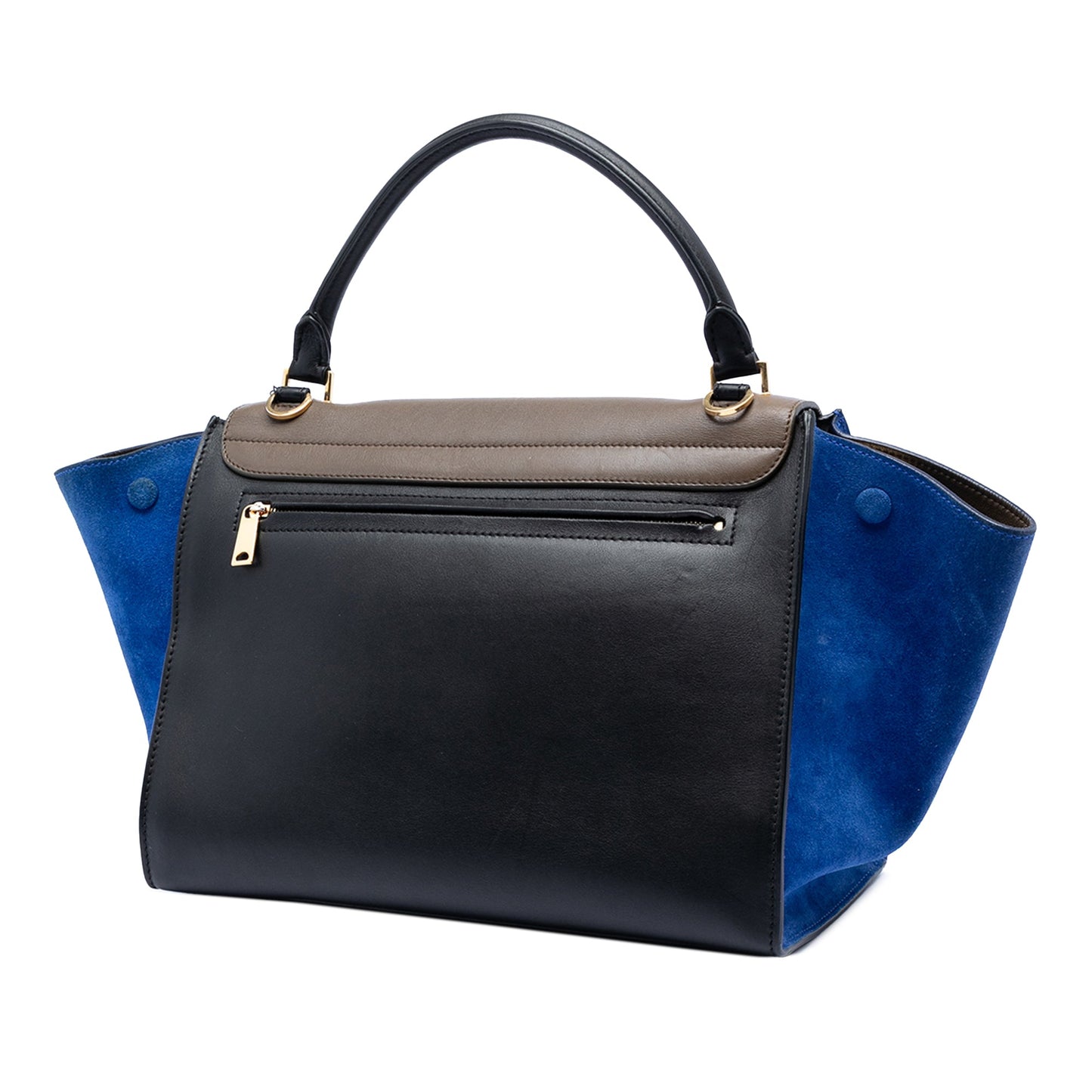Celine Medium Tricolor Calfskin and Suede Trapeze Satchel