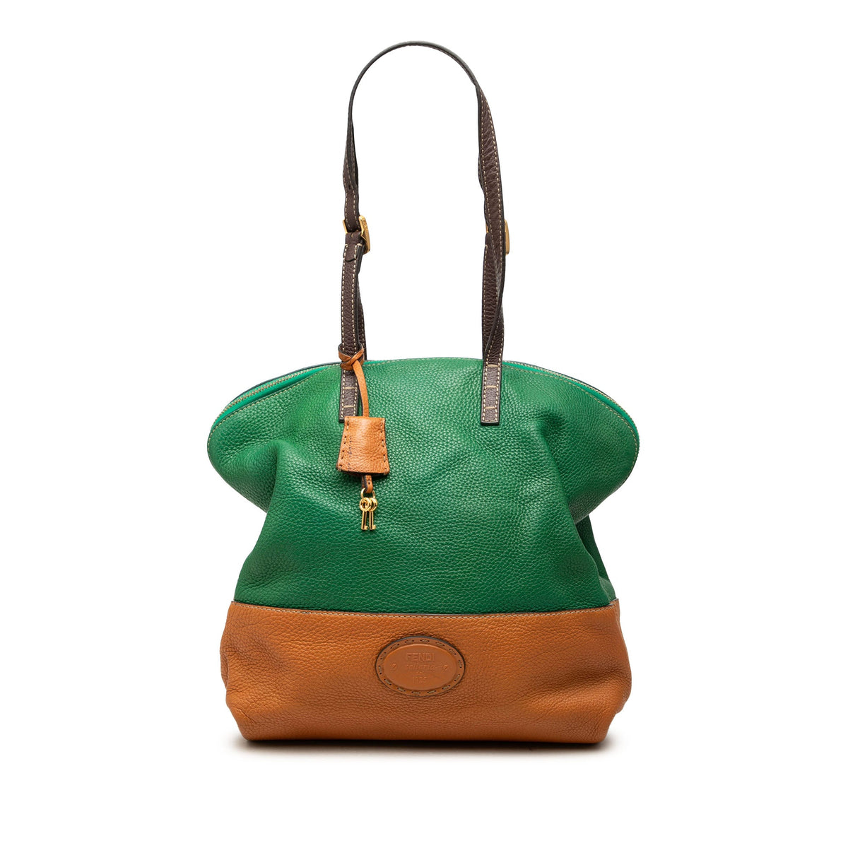 Fendi Medium Leather 2Bag Colorblock Tote — Brown