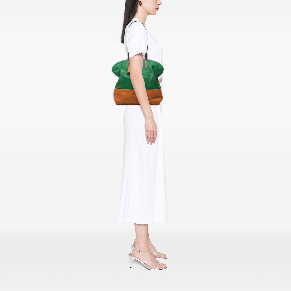 Fendi Medium Leather 2Bag Colorblock Tote — Brown