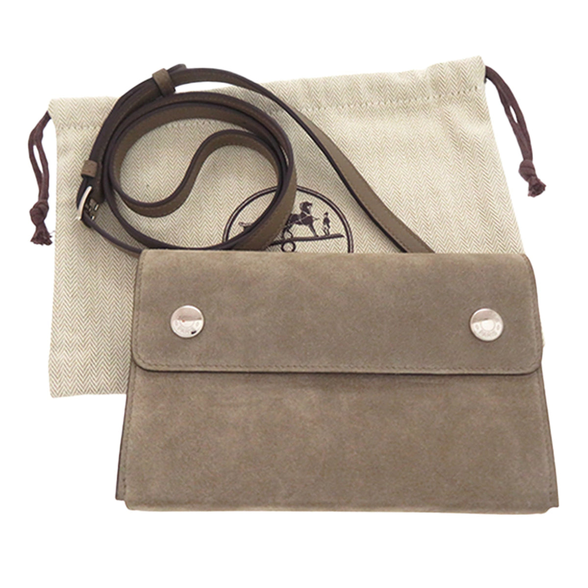 Hermès Grizzly Hermesnap Wallet On Strap — Brown
