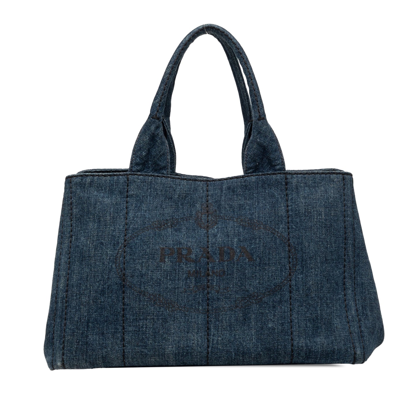 Prada Denim Canapa Logo Tote