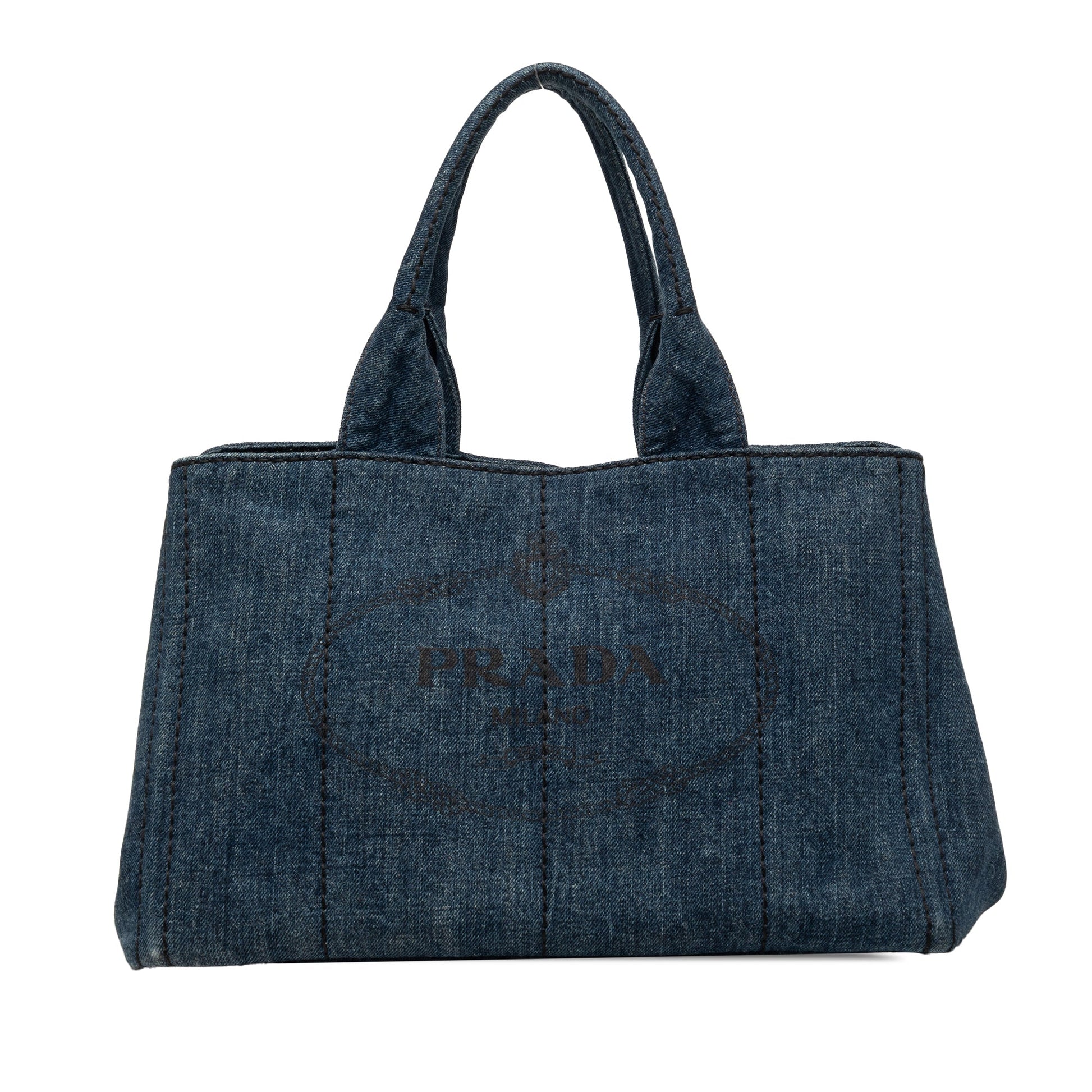 Prada Denim Canapa Logo Tote