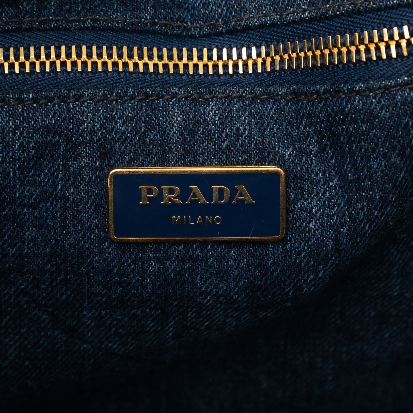 Prada Denim Canapa Logo Tote