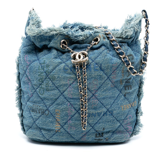 Chanel Medium Quilted Denim Mood Bucket with Chain