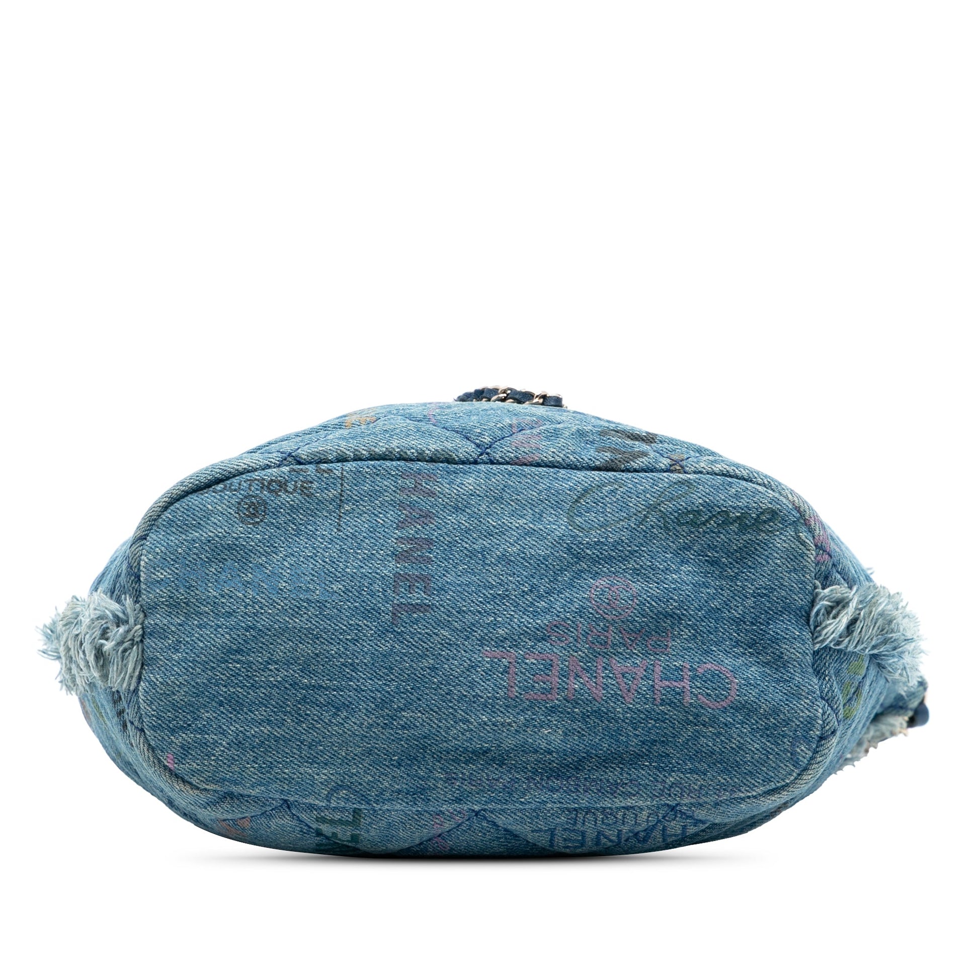Chanel Medium Quilted Denim Mood Bucket with Chain