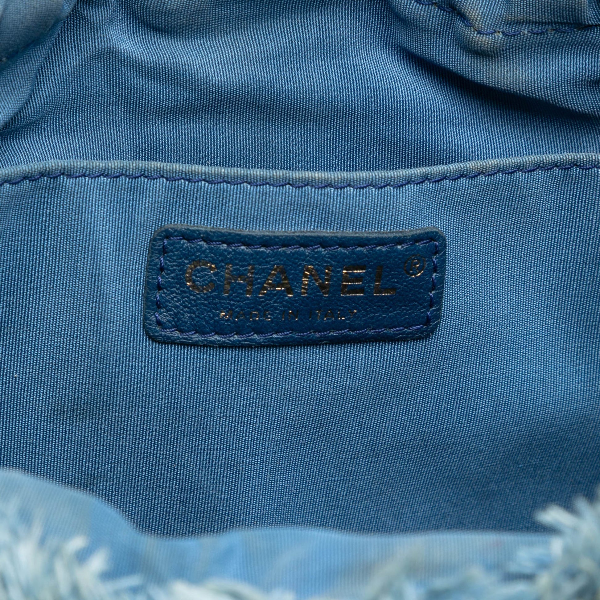 Chanel Medium Quilted Denim Mood Bucket with Chain