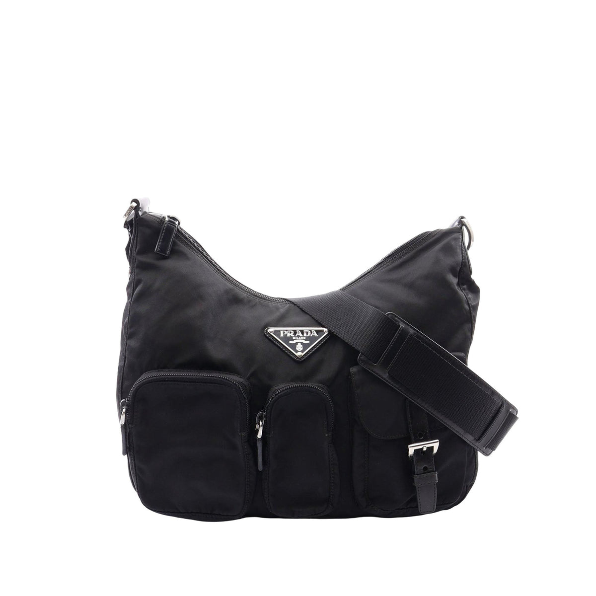 Prada Tessuto Zip Top Crossbody — Black