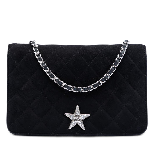 Chanel Quilted Suede Cocostellar Wallet on Chain