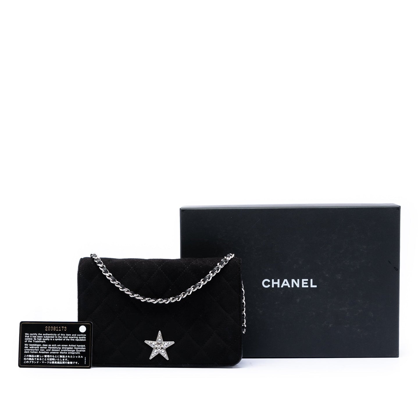 Chanel Quilted Suede Cocostellar Wallet on Chain