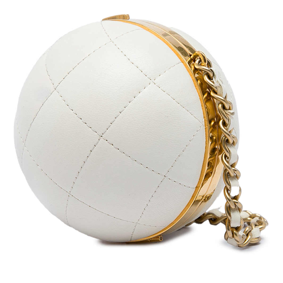 Chanel Quilted Lambskin 22 Sphere Minaudiere Crossbody — White