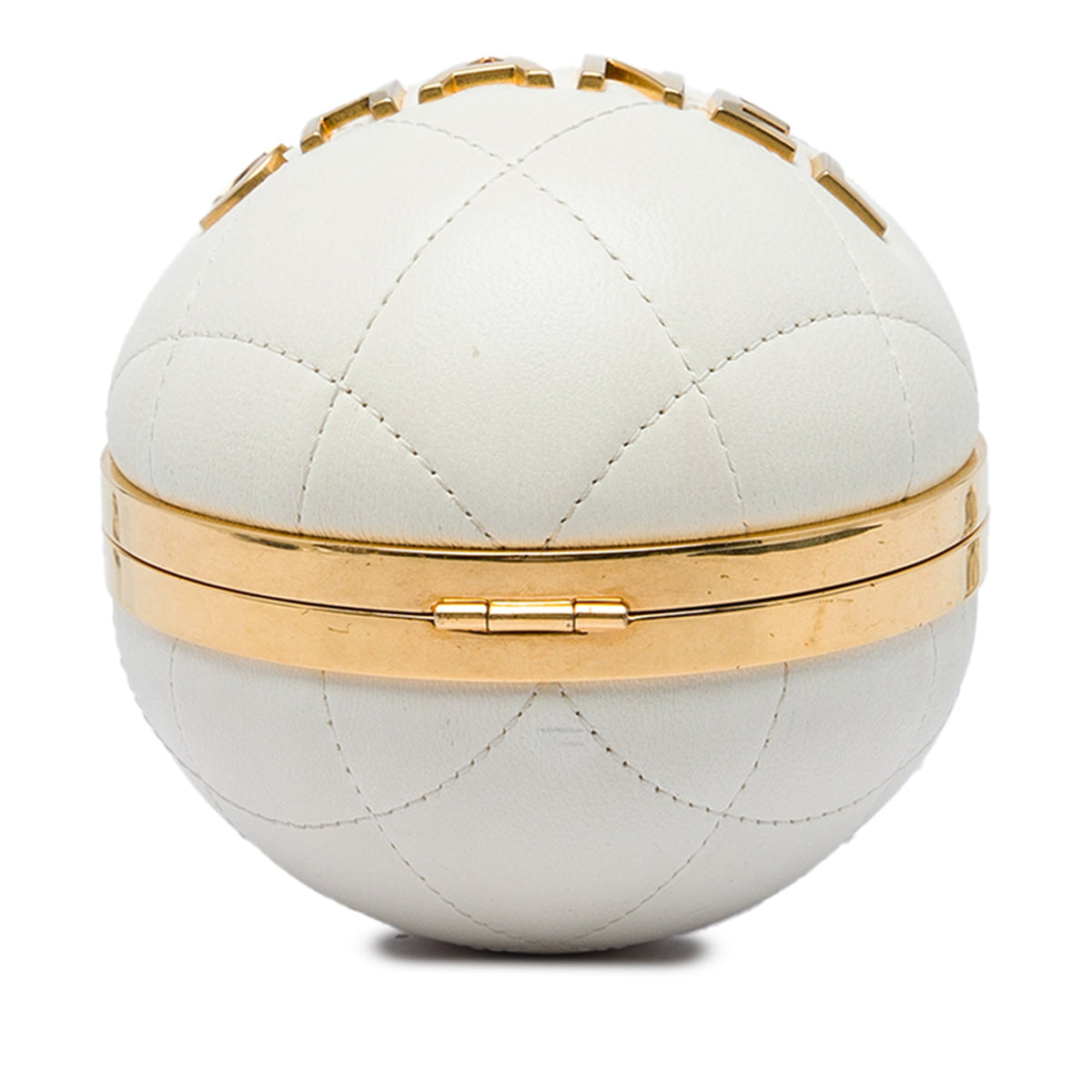 Chanel Quilted Lambskin 22 Sphere Minaudiere Crossbody — White