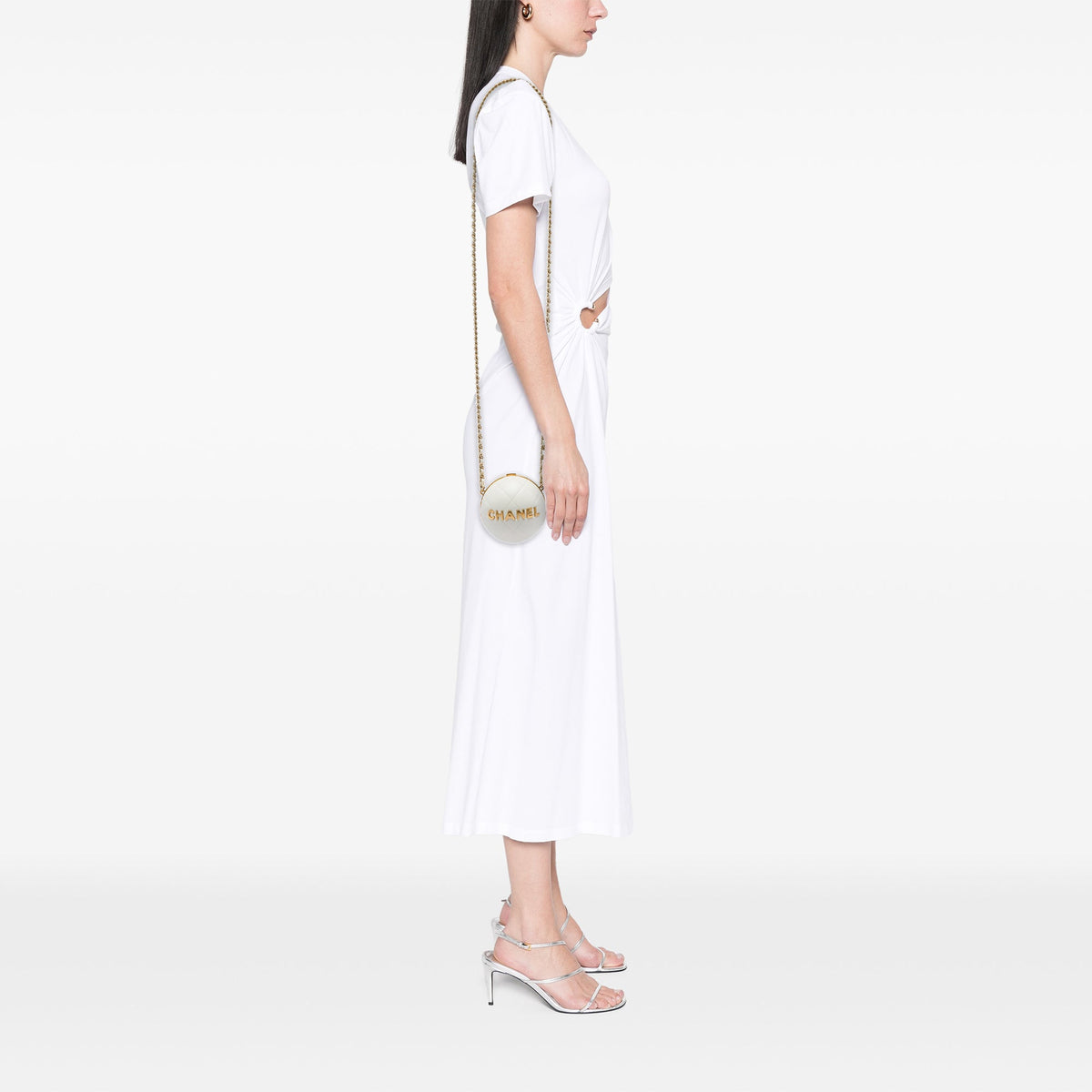Chanel Quilted Lambskin 22 Sphere Minaudiere Crossbody — White