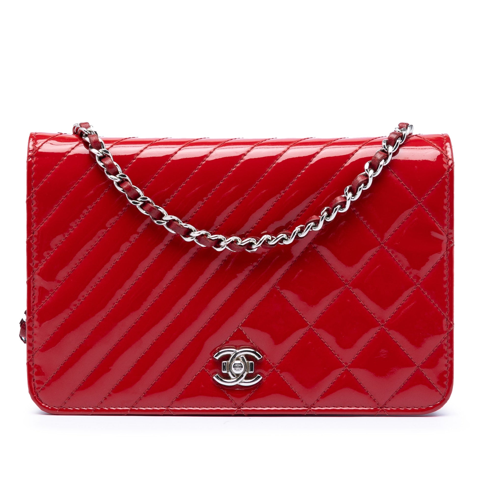 CC Quilted Patent Coco Boy Wallet On Chain