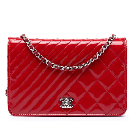CC Quilted Patent Coco Boy Wallet On Chain