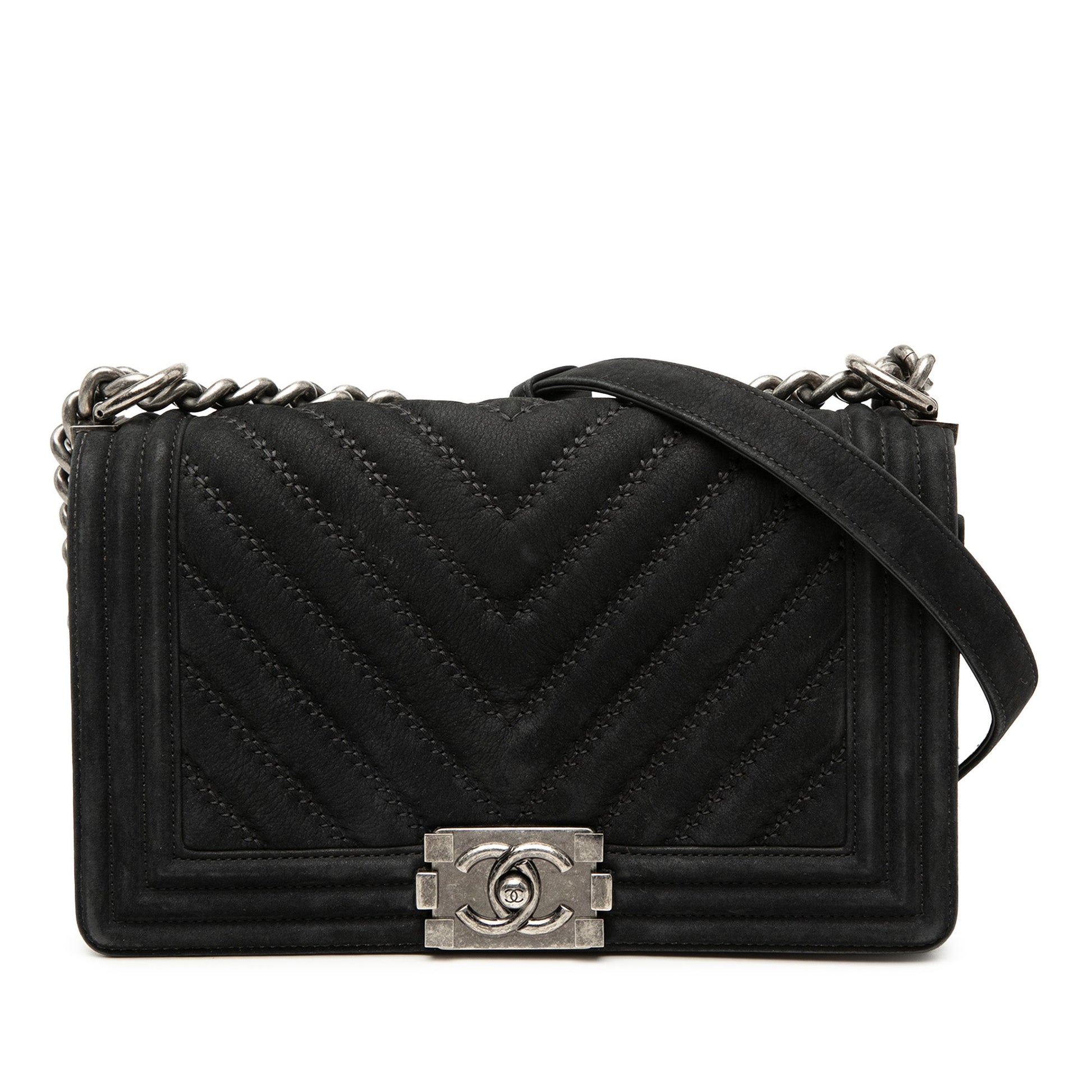 Chanel Old Medium Chevron Suede Boy Flap