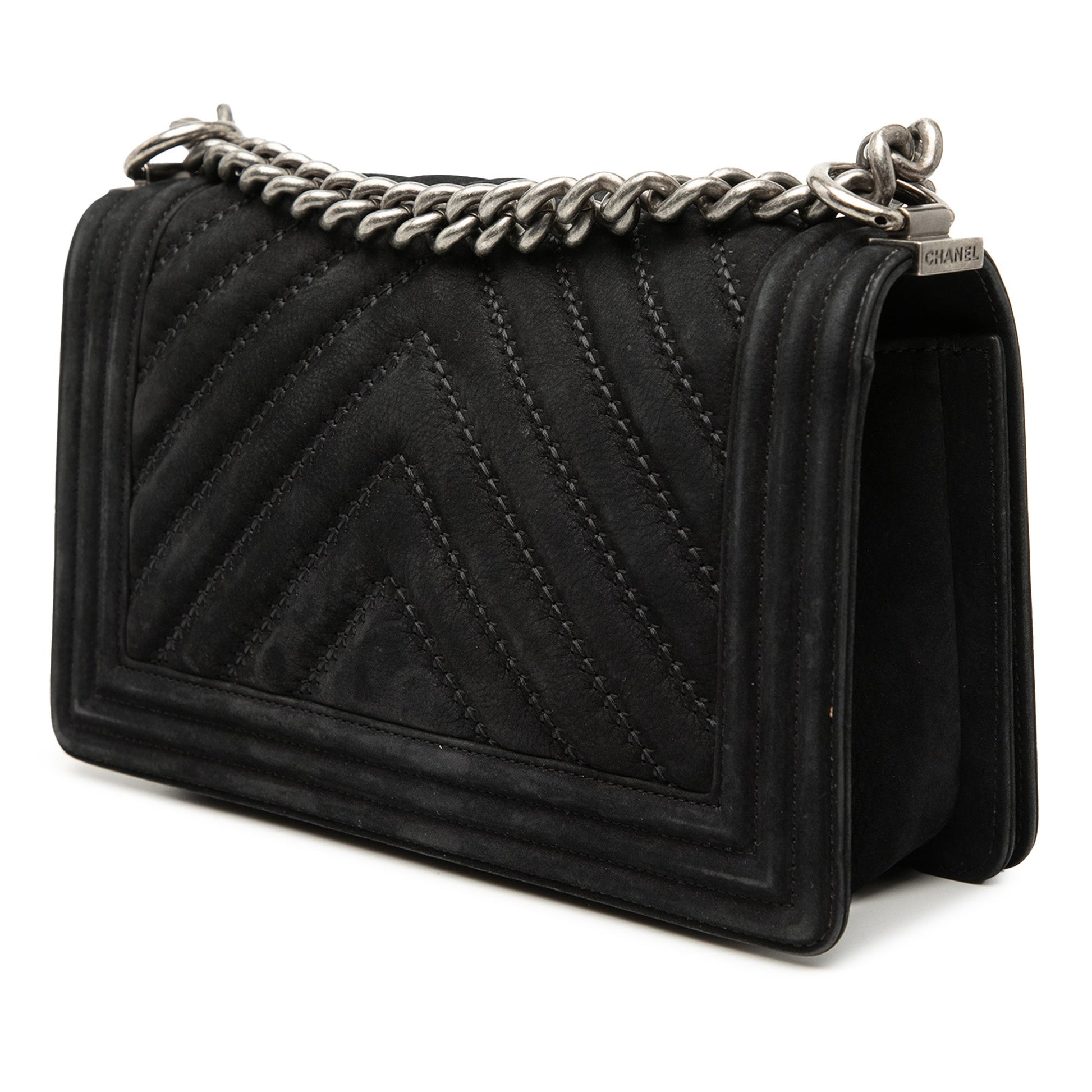 Chanel Old Medium Chevron Suede Boy Flap