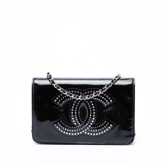 Chanel CC Patent Strass Embellished Wallet On Chain