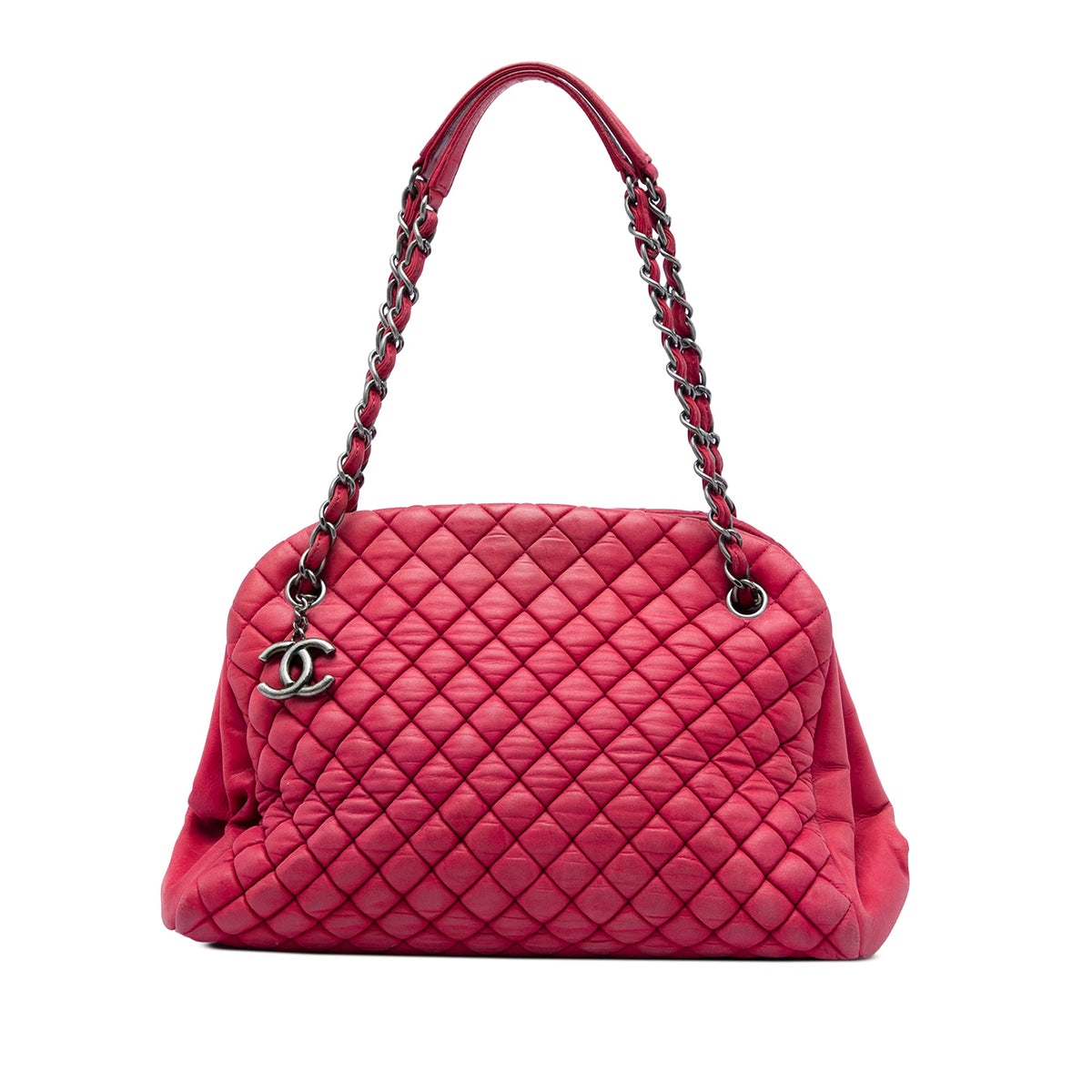 Chanel Large Quilted Lambskin Just Mademoiselle Bowling Bag — Red