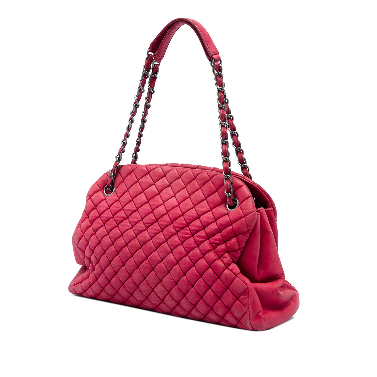 Chanel Large Quilted Lambskin Just Mademoiselle Bowling Bag — Red