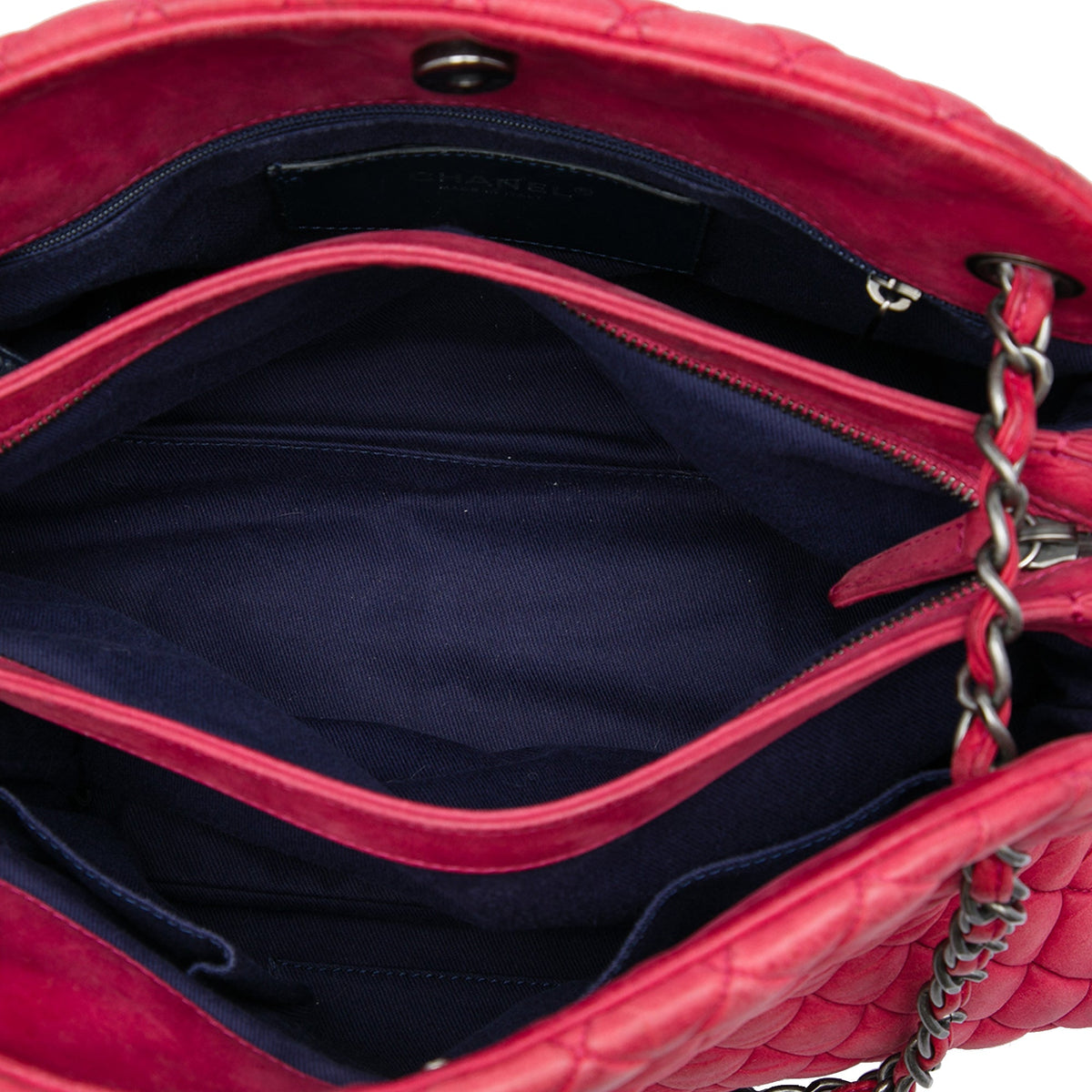 Chanel Large Quilted Lambskin Just Mademoiselle Bowling Bag — Red